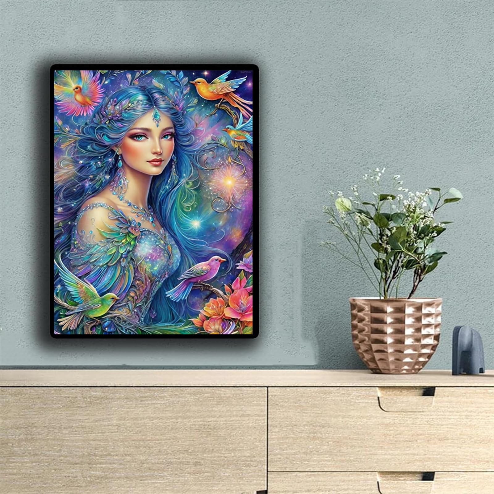 GDYEEH 5D Diamond Painting Kit, Fairy Girl Round Drill, 12x16 Inch Full Drill