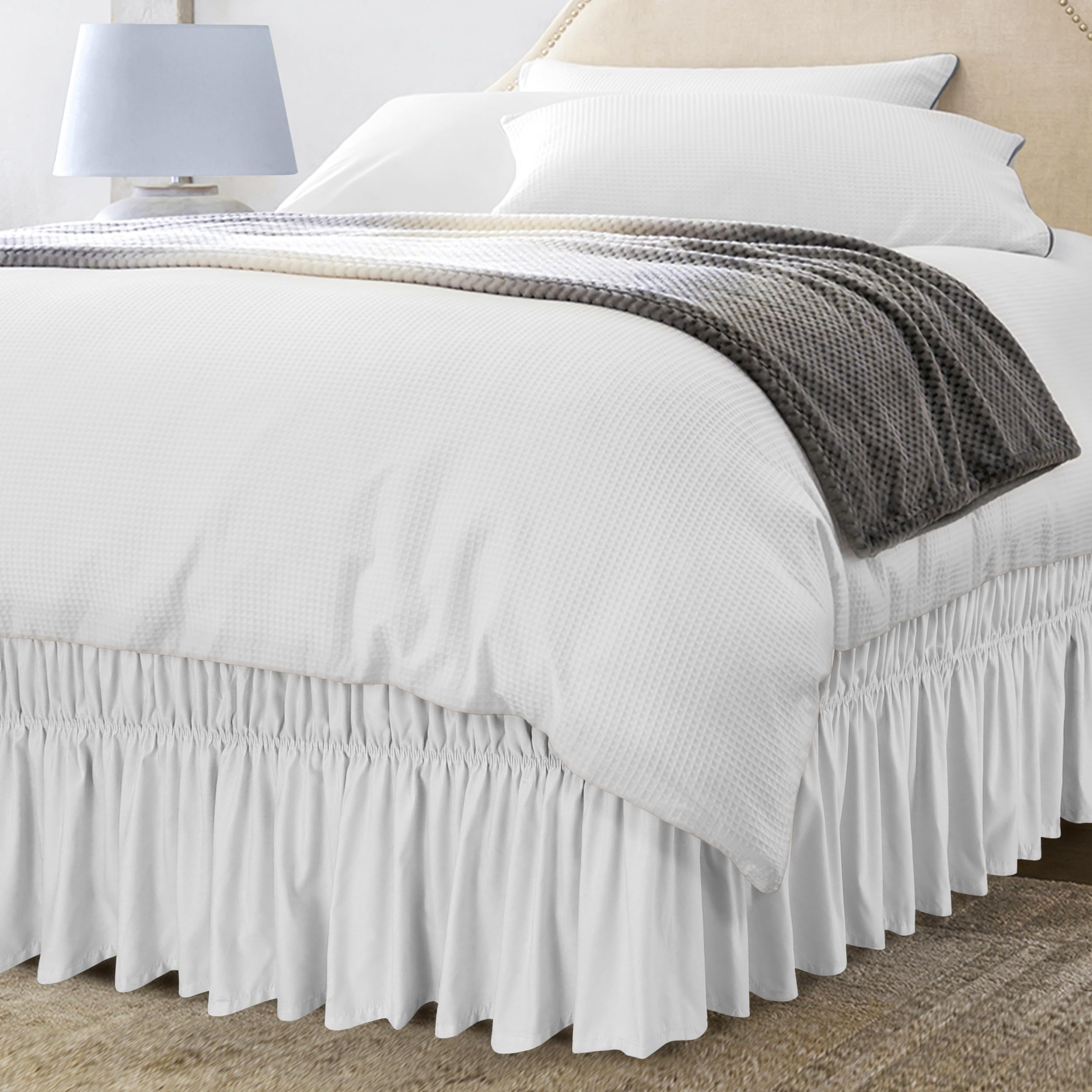 Utopia Bedding Queen Elastic Bed Ruffle - Easy Wrap Around Ruffle - Microfiber Bed Skirt with Adjustable Elastic