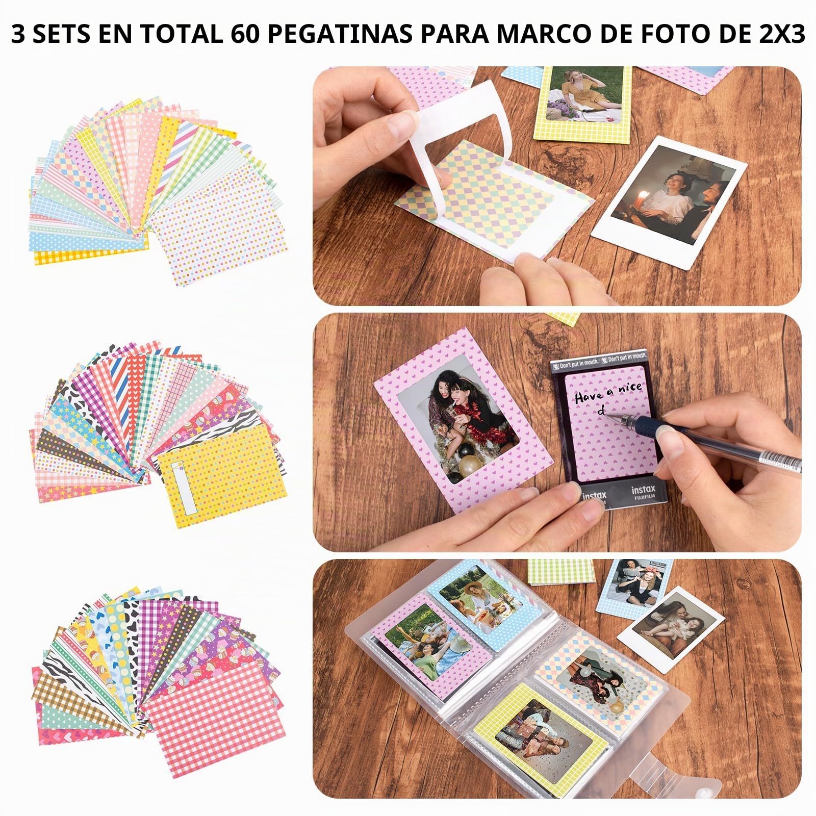 8 en 1 - Kit de Accesorios de Fotos 2x3 Compatible con Película Fujifilm Instax Mini (54 x 86 mm) - Instax Mini 13 41 12 11 99 8 7 9 90 50 40 EVO Cámara Instantánea