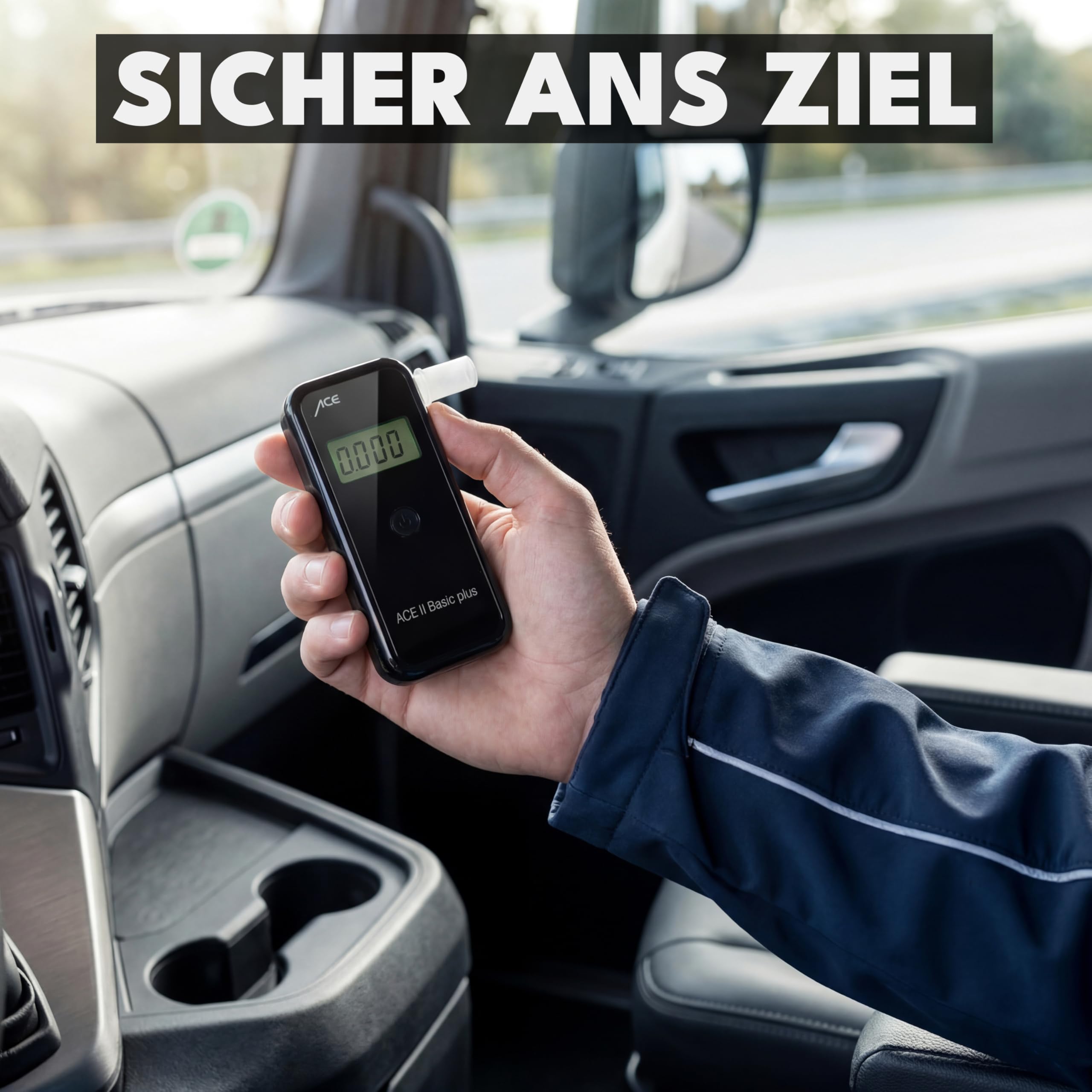 ACE II Basic Plus Alkotester - 99,0% Messgenauigkeit laut der TU Wien - polizeigenauer Alkohol-/Promilletester, Dunkelblau-schwarz
