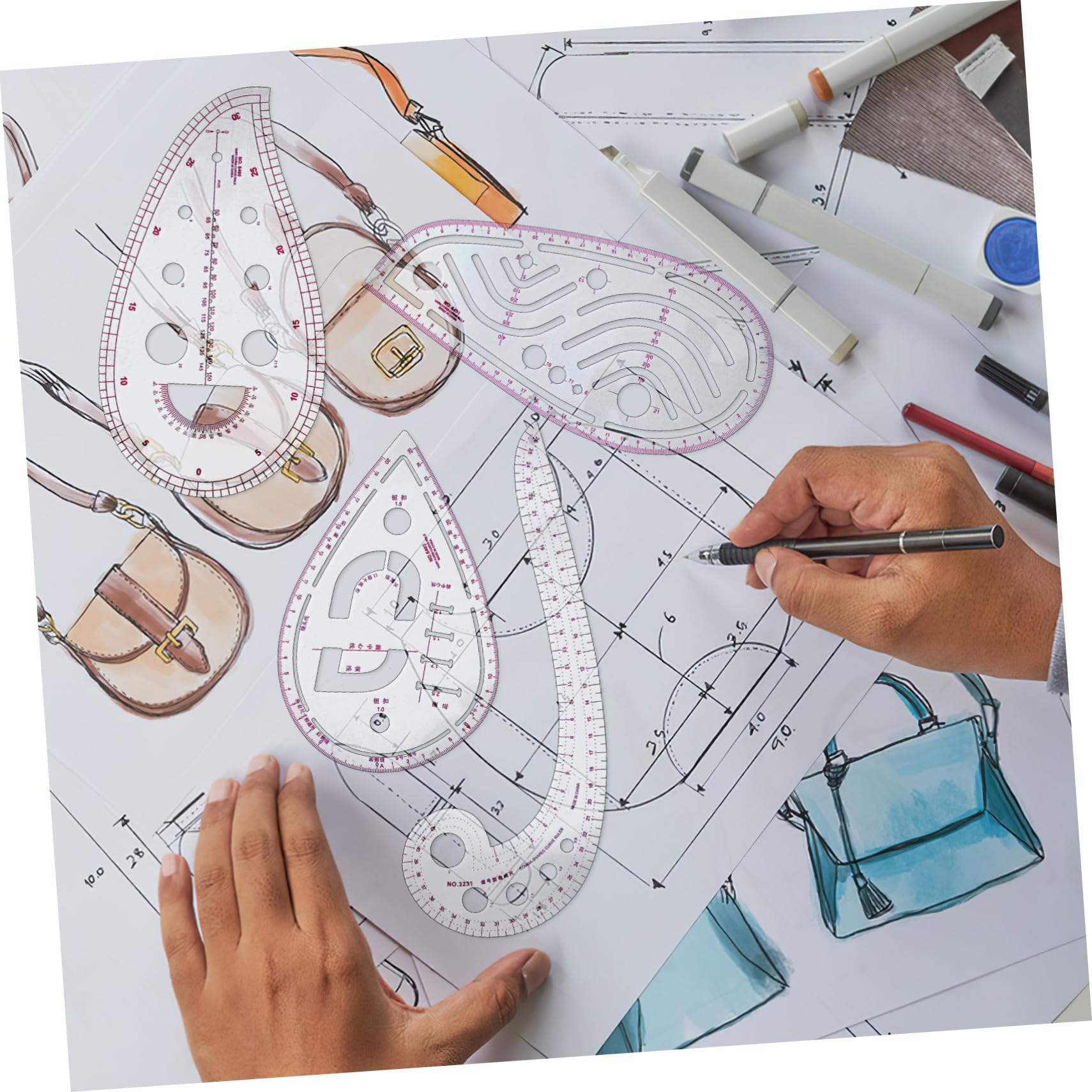 Reglas Costura Flexibles Plástico con Curvas Francesas y Medidor Ropa para Modistas Diseñadores y Principiantes Herramienta Patrón Prendas