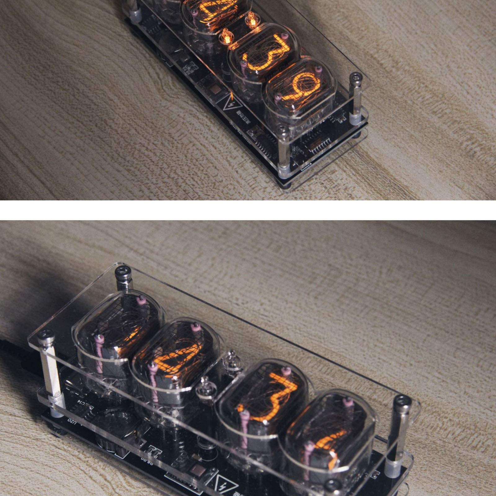 Regalos Personalizados, Nixie Tube Clock, Retro LED Word Clock Creatividad, Nixie Tube Clock Decoración de Escritorio, Regalos para Novio y Esposo, 255 Luz de Fondo