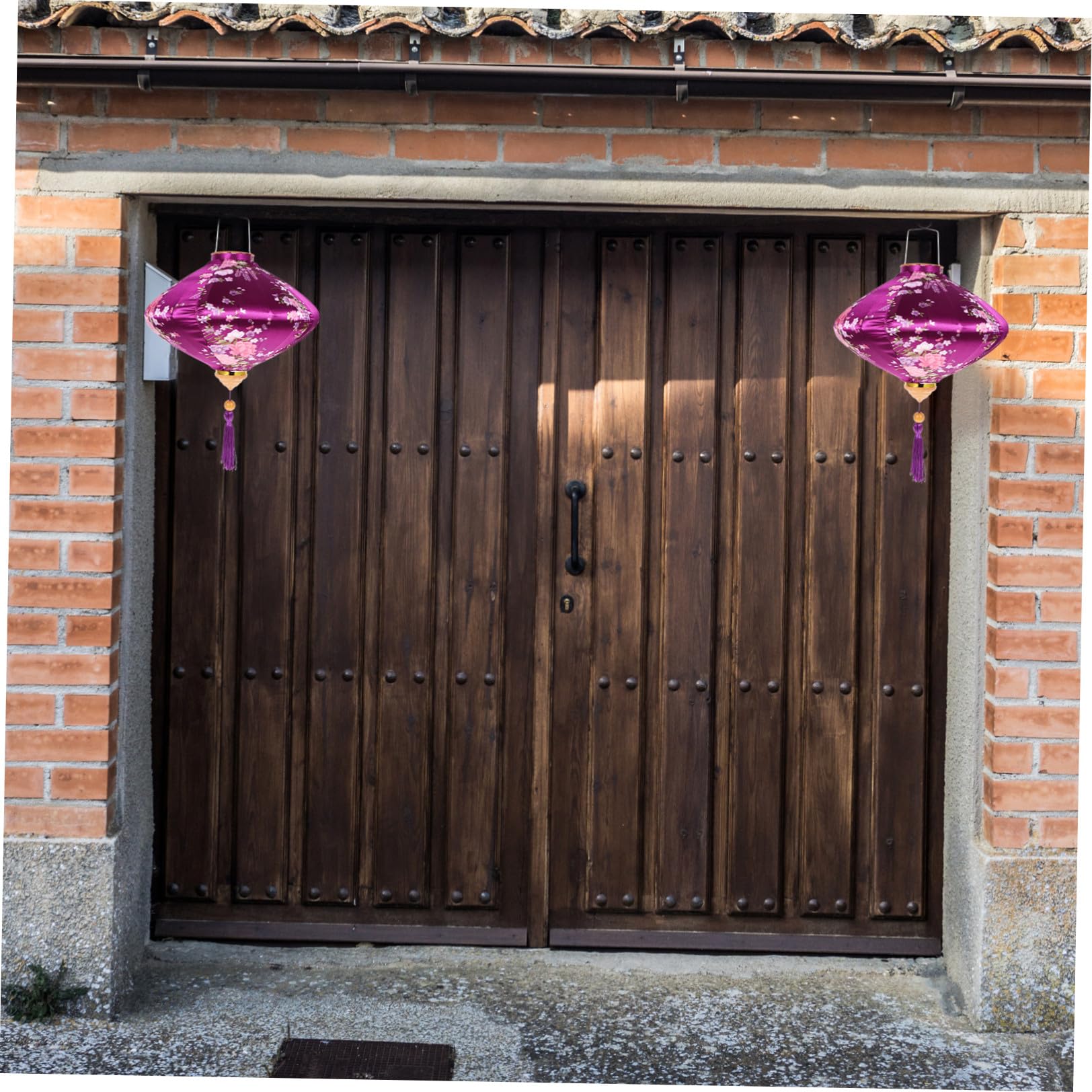 Beavorty Lanterna da Esterno Porpora Nappine in Filo di Ferro e Tessuto, Decorazione Chic per Feste di Capodanno e Atmosfera Festiva in Casa o Party