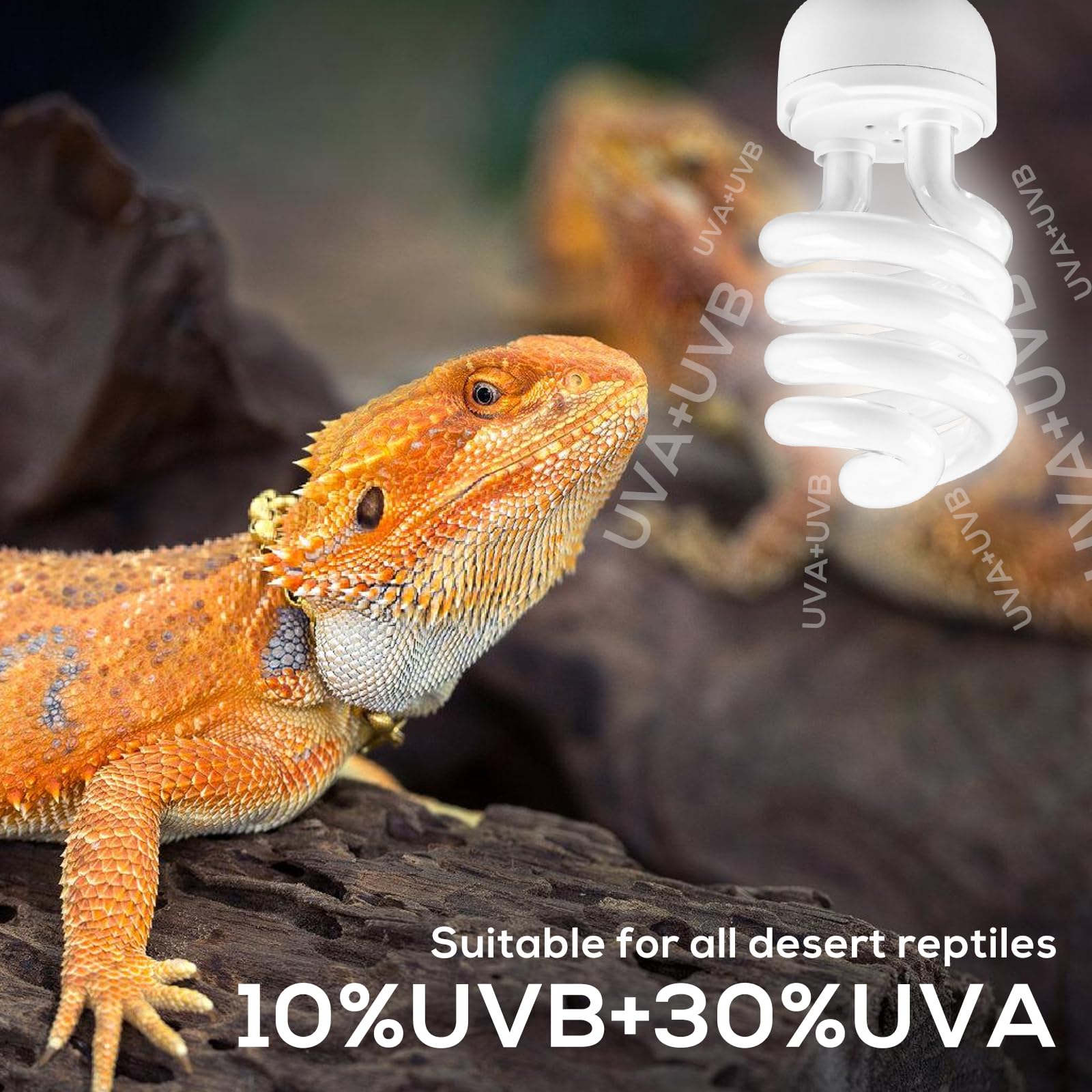 PORFOYO Lampada UVB, 26w 10.0 UVB Reptile Light, Luce UVB Per Rettili, UVB Per Tartarughe, 220V Animal Lampada UVB, Per Lucertole, Serpente, Camaleonte, Draghi Barbuti