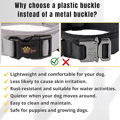 Miniatura 6 de ADITYNA - Collar táctico para perros grandes - Collar de perro con relleno suave, resistente, ajustable, color burdeos con asa para entrenar y