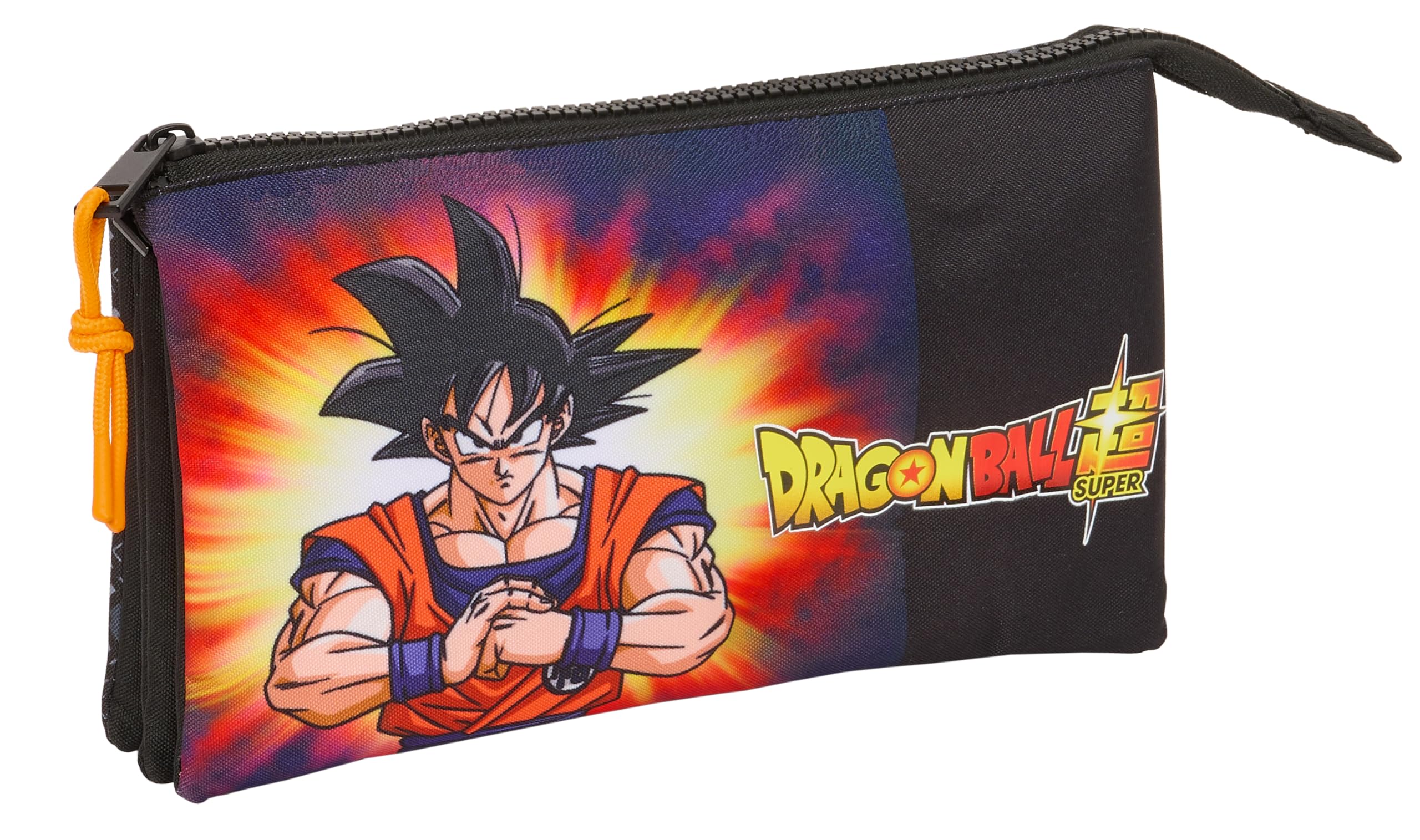 Safta Dragon Ball - Portatodo Triple, Estuche Infantil, Estuche Niño, Ideal para Niños en Edad Escolar, Cómodo y Versátil, Calidad y Resistencia, 22x3x12 cm, Color Negro