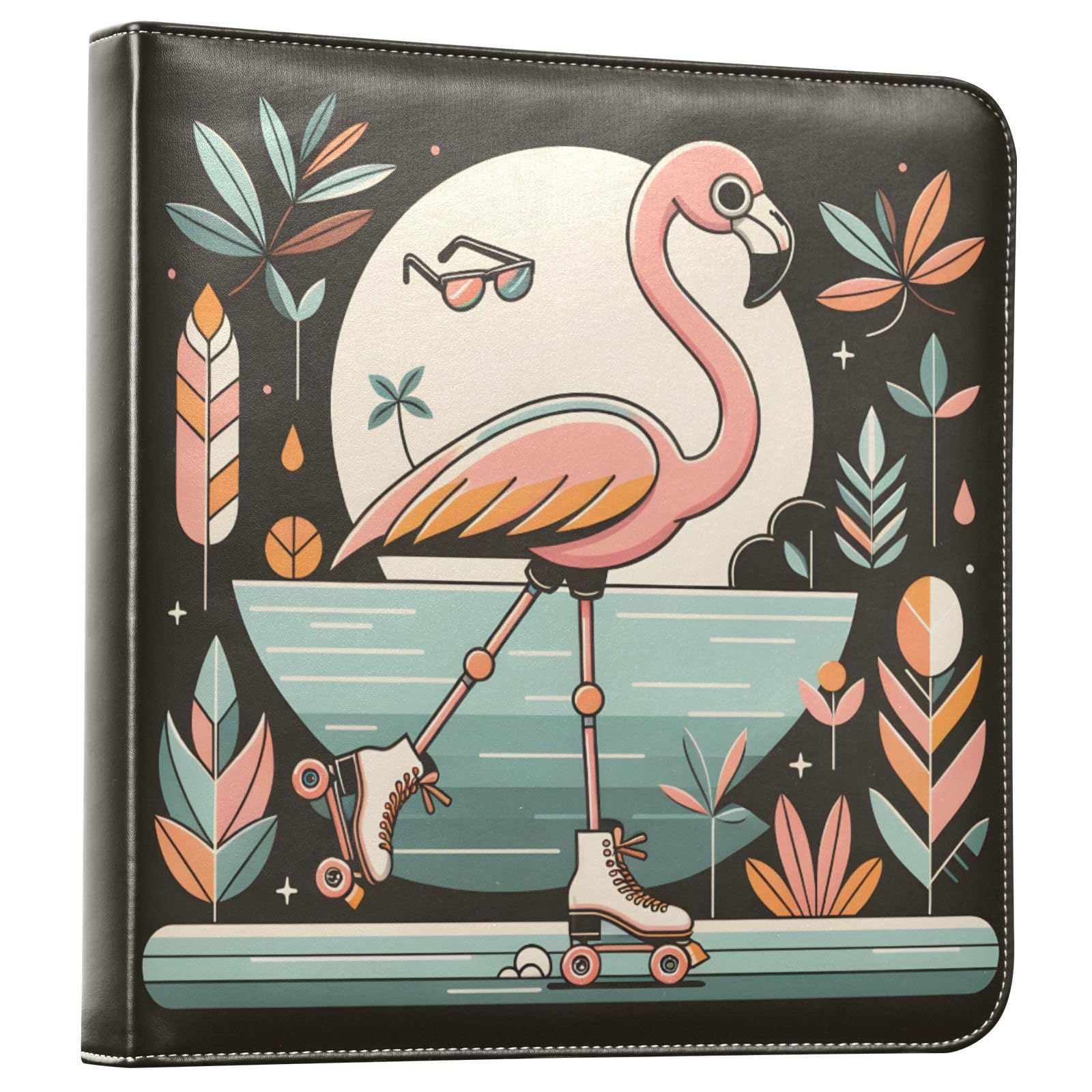 JIPONI Funny Flamingo Large Photo Album, DIY Leather Cover Scrapbook Albums for 4x6 5x7 6x8 Pictures, Self Adhesive Memory Book for Wedding, Baby, Family