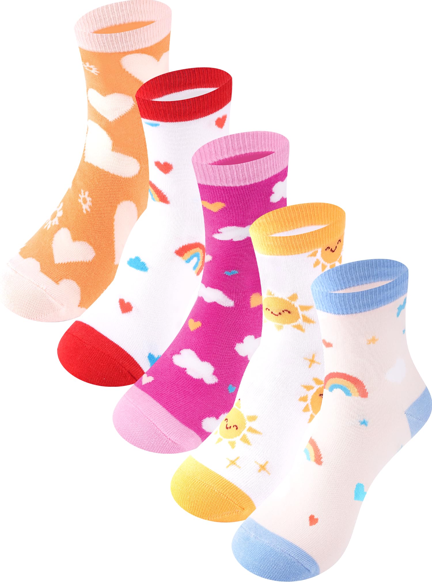Boys Socks Athletic Crew Cotton Seamless Toes Breathable 5-Pack 4-18Years