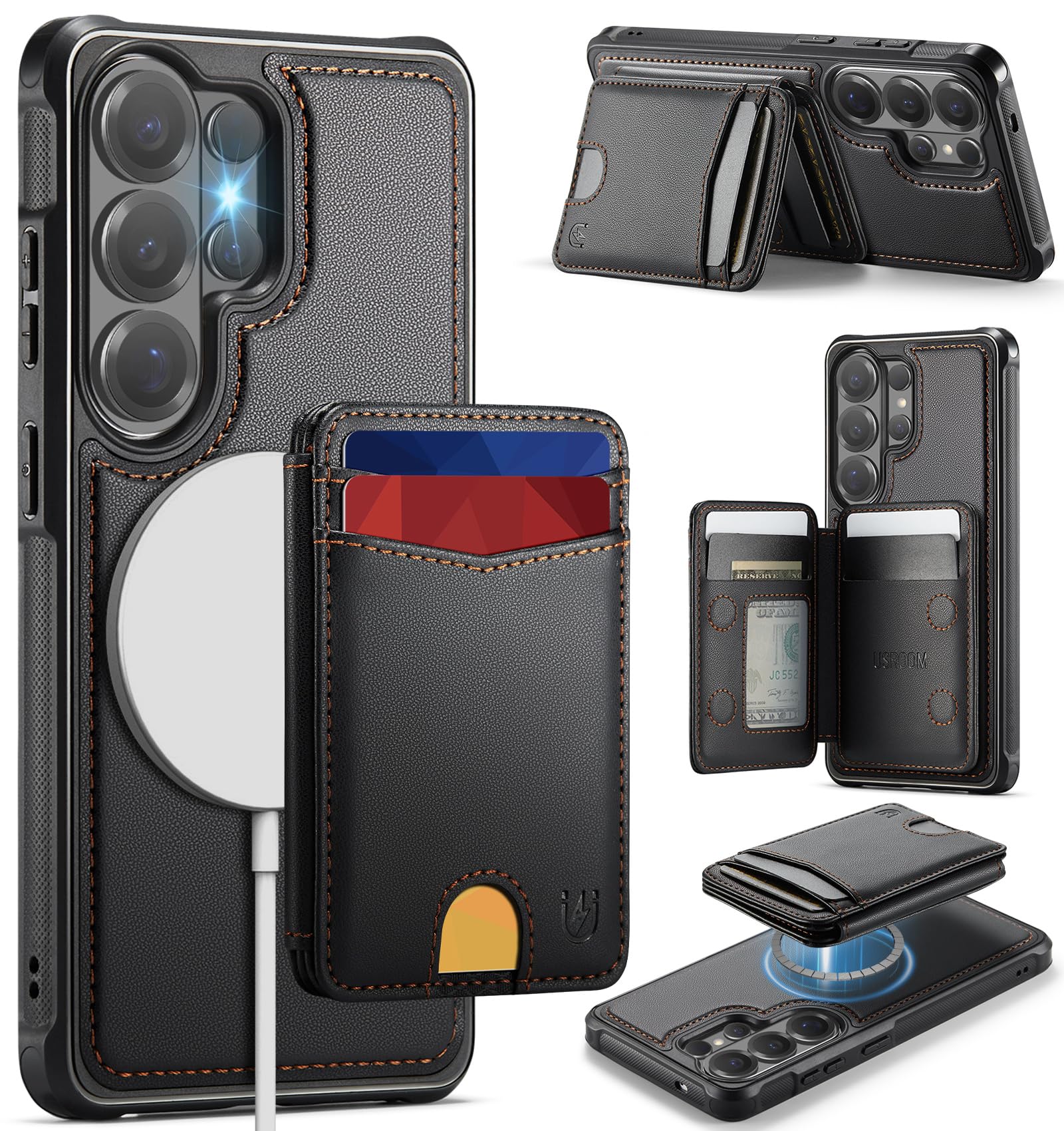 for Samsung Galaxy S26 Ultra Case Wallet Compatible with Magsafe, RFID Blocking Magnetic Card Holder 2 in 1 Detachable Kickstand Shockproof Phone Case for Galaxy S26 Ultra 6.9" Black