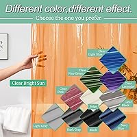 Vista 2 de Mrs Awesome Forro de cortina de ducha naranja transparente con 3 imanes, 72x72 pulgadas, cortina de ducha de plástico flexible y resistente de alta