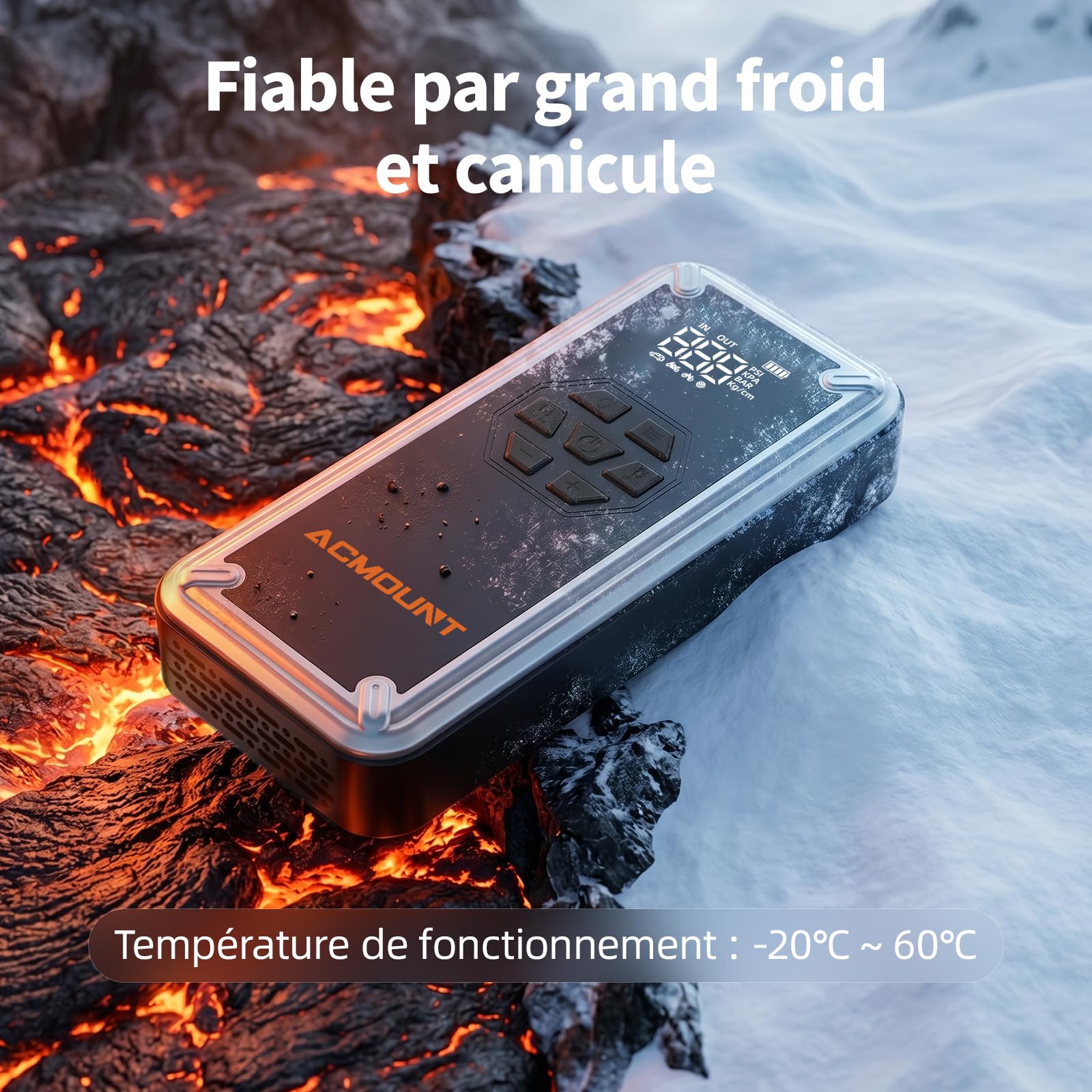 Acmount 7000A Booster Batterie Voiture avec Gonfleur 150PSI, 21800mAh Demarreur Batterie Voiture avec Lampe 800LM,18W Charge Rapide, Port de QC3.0 pour 12V Véhicules (Tout Gaz/12L Diesel)