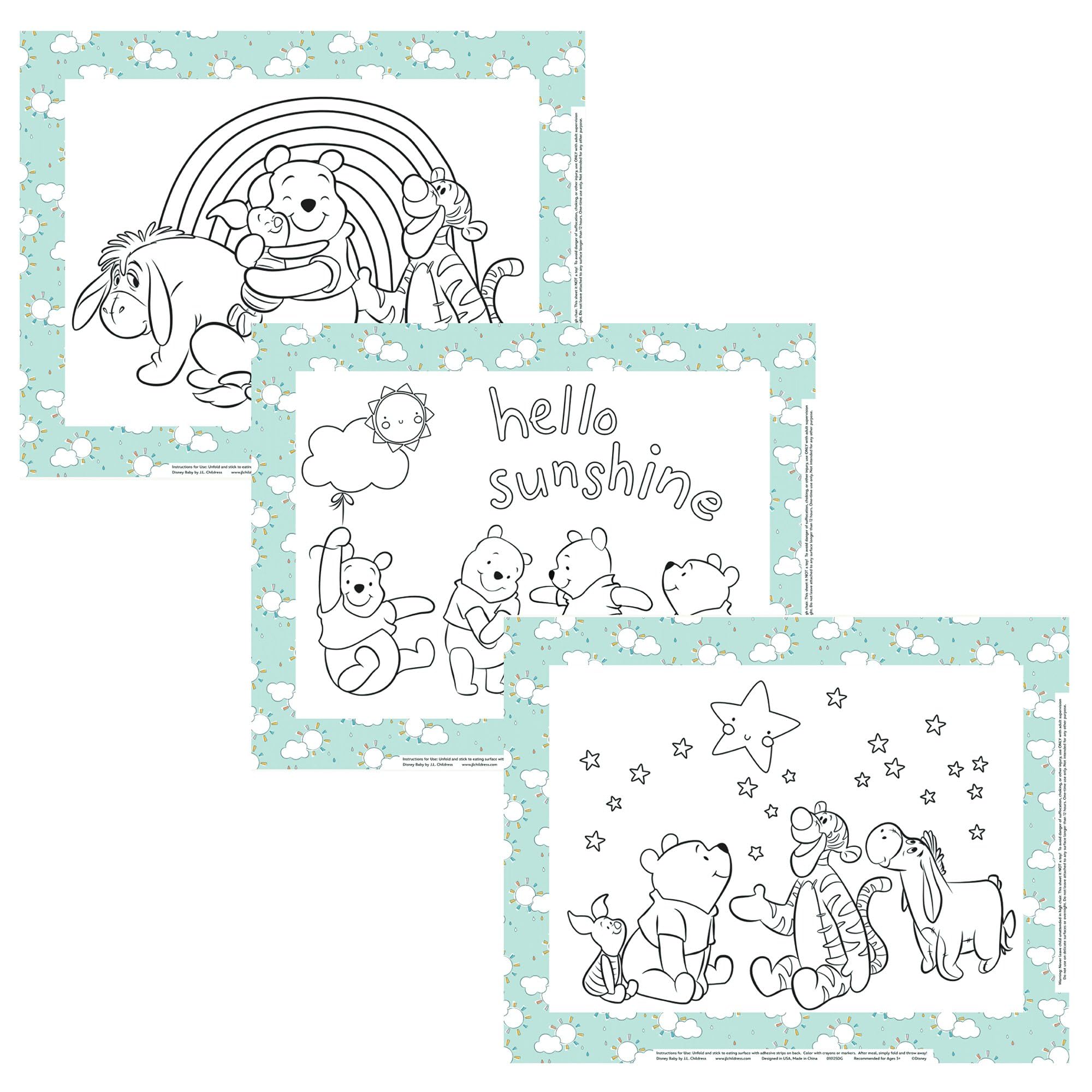 J.L. Childress Disney Baby ColorMe Disposable Placemats 24 Pack - Pooh