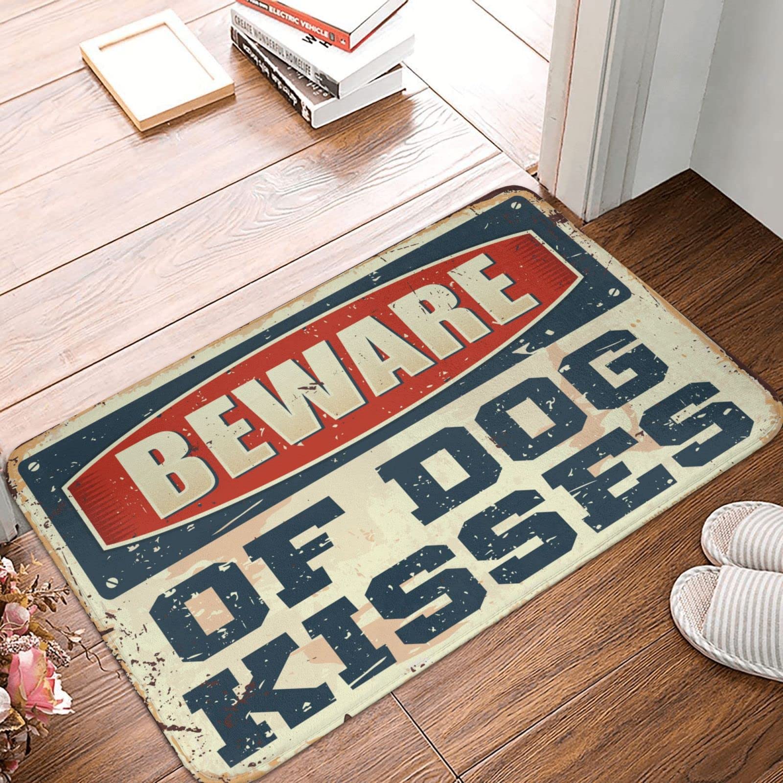 Tapis de porche Beware Of Dog Kisses fini les entrées tristes paillasson 65x90 cm