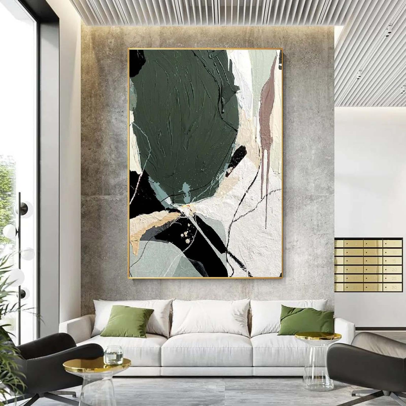 Abstrakte Leinwand Bilder 200x100 cm XXL Groß Kunstdruck Wanddeko Wohnzimmer Schlafzimmer Küche Zimmer Wandbilder Leinwandbild Modern Bild auf Leinwand Kunst Ungerahmt Schwarz Weiß Grün