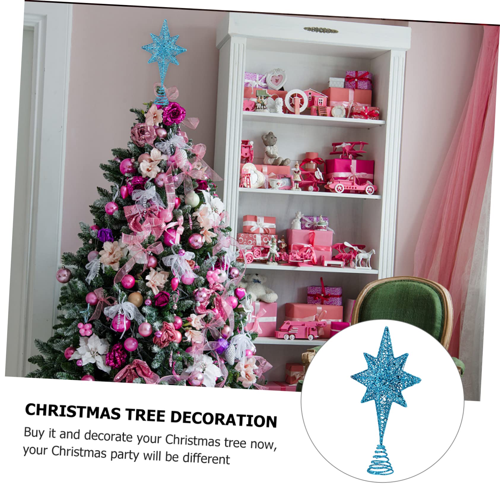 Zerodeko 3stücke Weihnachtsbaumspitze Glitzernde Blaue Tannenbaum-Stern-Dekoration Für Festliche Anlässe Für Tischbäume Und Festliche Deko Geschäften Und