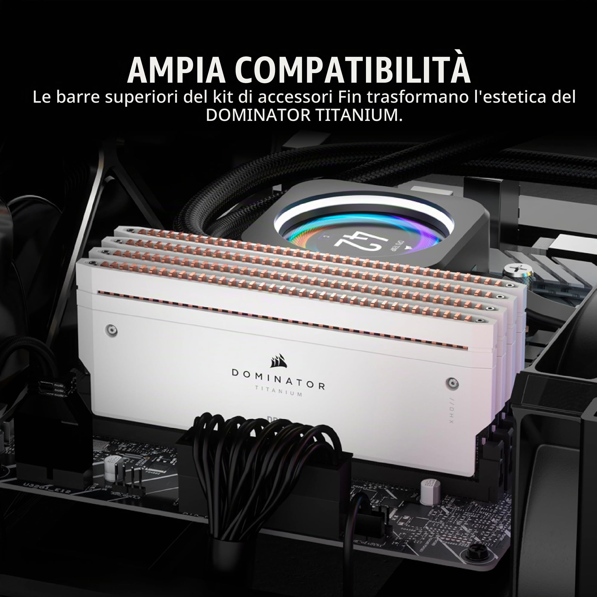 CORSAIR DOMINATOR TITANIUM RGB DDR5 RAM 2x Fin Kit di Accessori - Bianco (Senza Memoria Fisica)