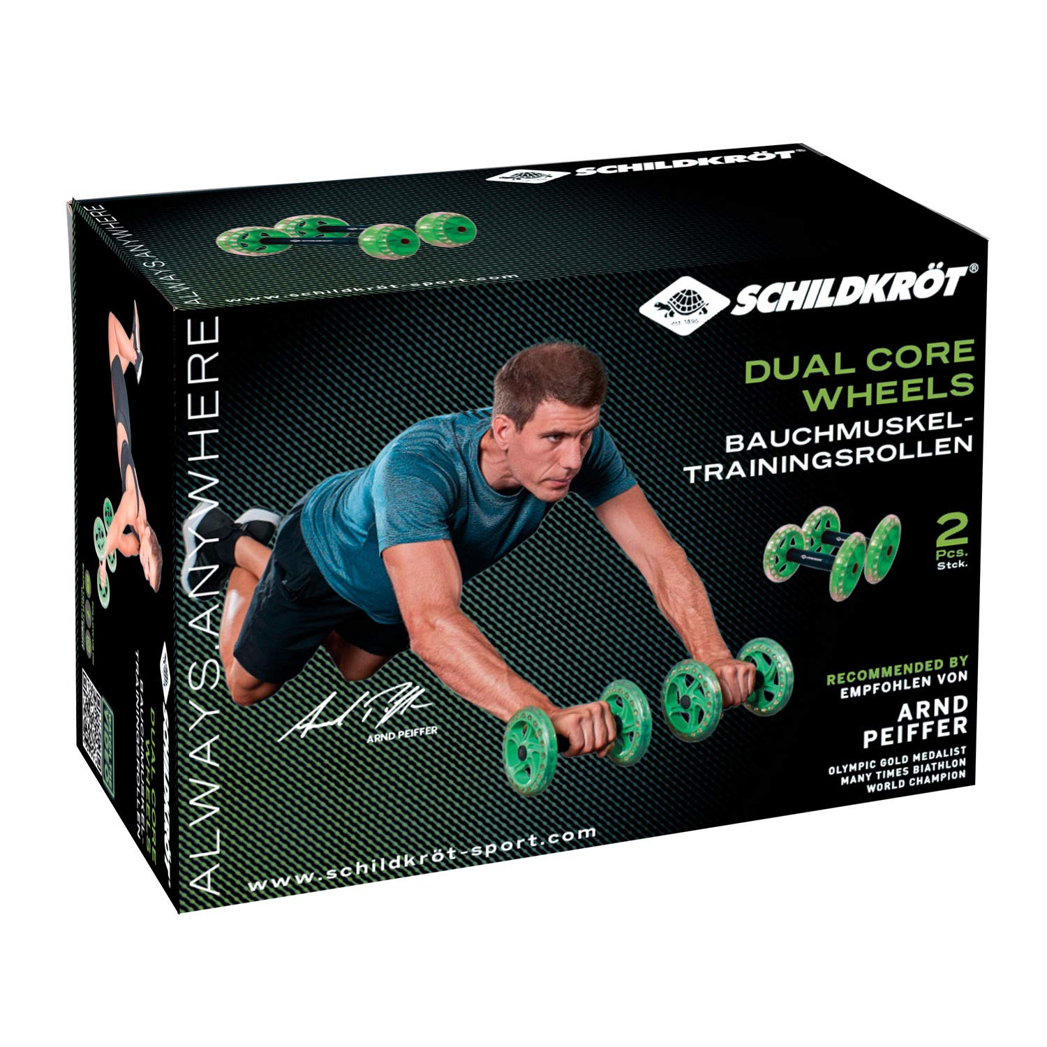 Schildkröt Set Dual Roller, 2 Roues Abdominales, Nouvelle Version avec Roulement à Boules, Entraîneur Abdominal