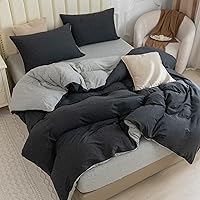 Vista 52 de PURE ERA Juego de funda de edredón de punto de jersey, 100% algodón, súper suave y cómodo, juego de ropa de cama de 2 piezas con cierre