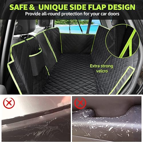 Miniatura 9 de nzonpet Fundas de asiento trasero para perros para camiones, 100% impermeables con ventana de malla grande, hamaca XL antideslizante a prueba de