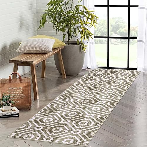 Miniatura 38 de COZYLOOM Alfombra marroquí vintage de 8 x 10 pies para sala de estar, antideslizante, lavable, alfombra retro con estampado geométrico moderno, gris