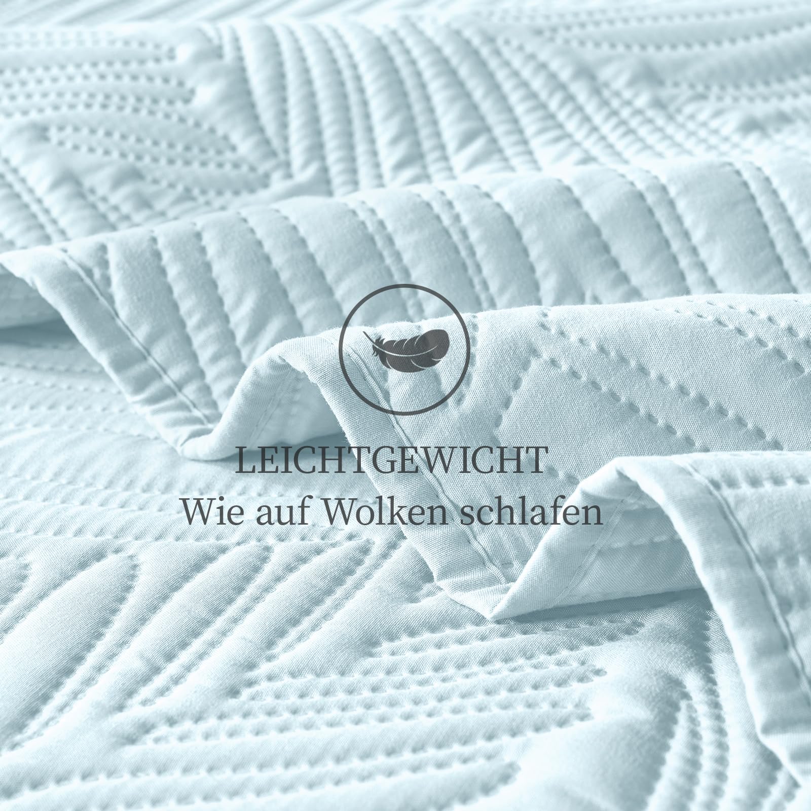 Colcha Boutí 240x260 cm,Colcha Ultrasónica Azul Cielo,Ligera,Suave y Fácil de Limpiar,Doble Cara,Funda de Cama con Motivo de Hojas,Ideal para Todas Las Estaciones,para Cama y Sofá