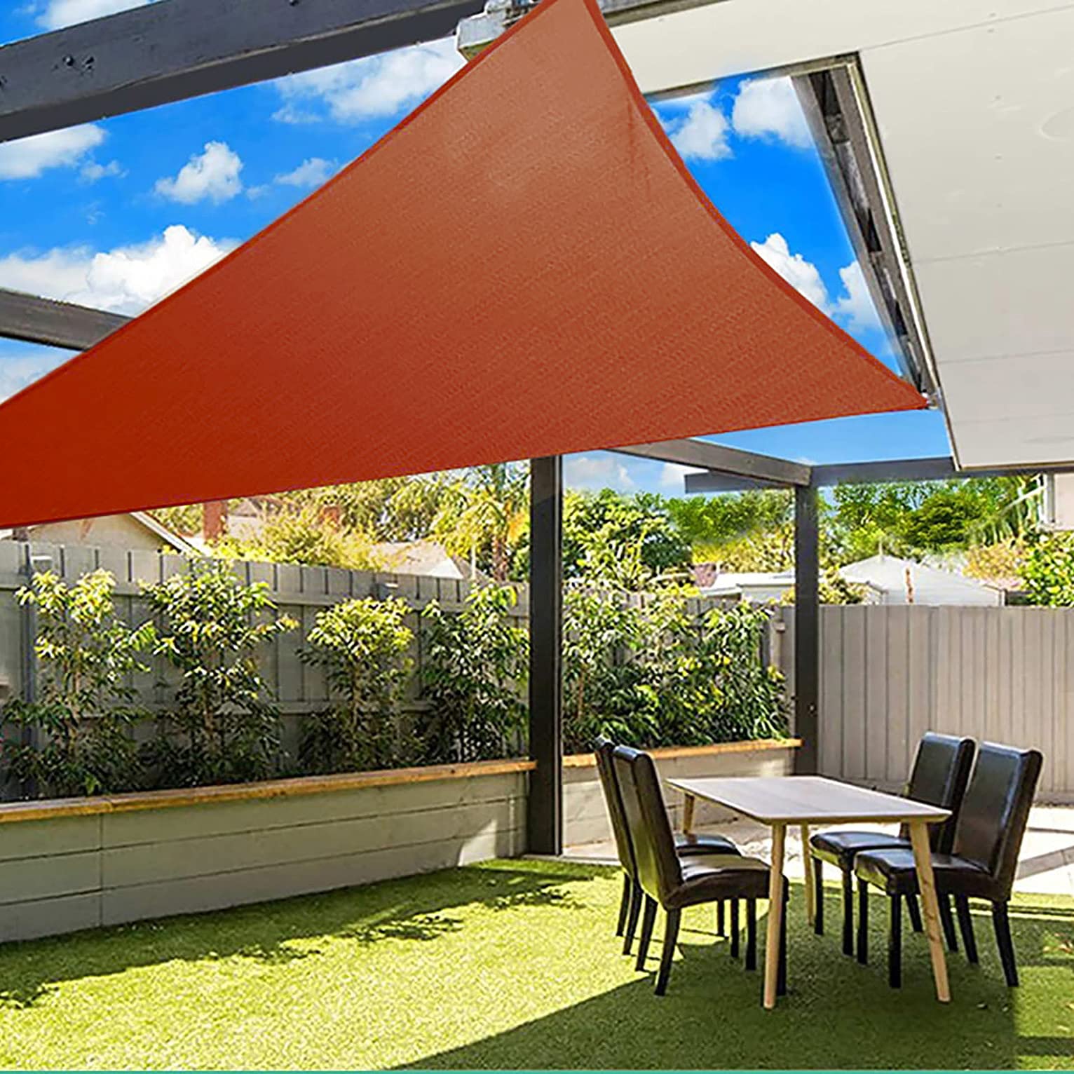 SUNNY MOOD8' x 8' x 8' Red Triangle Sun Shade Sail Outdoor Patio Canopy Mash Material UV Block - Custom Size Accepted