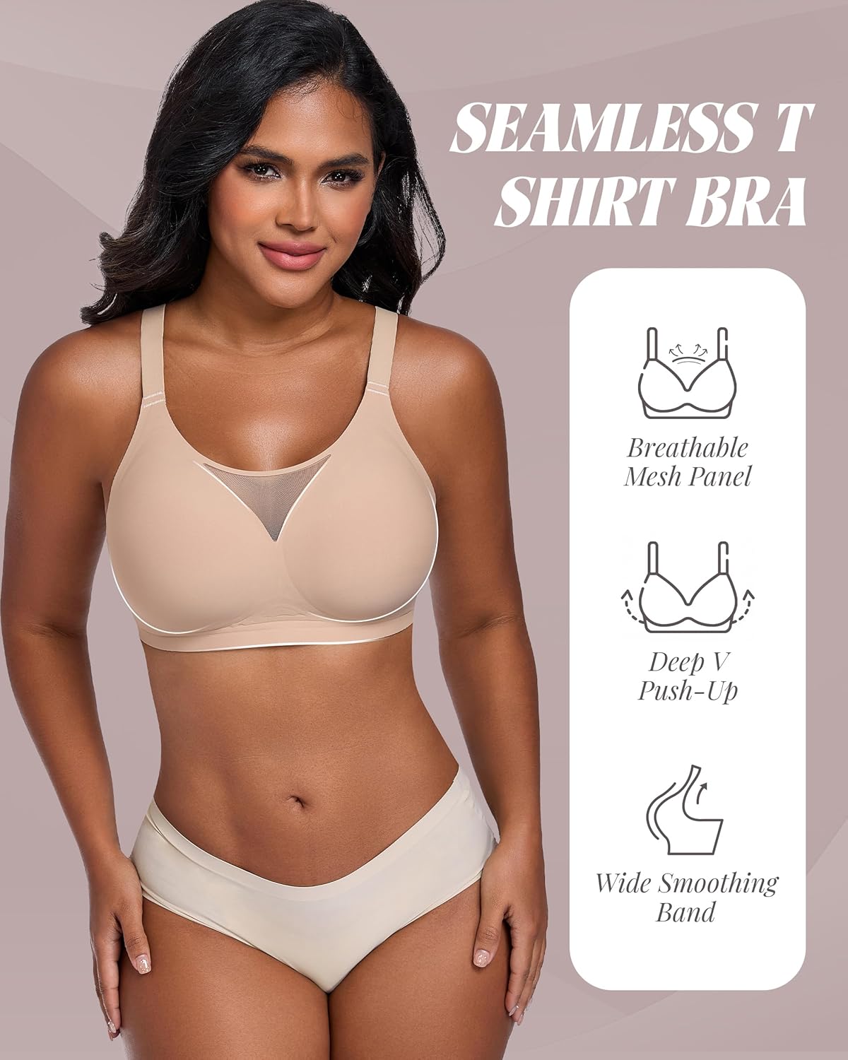 Wireless Bras for Women No Underwire Full Coverage Seamless Jelly Bralette Breathable Mesh T-Shirt Bra - Image 3