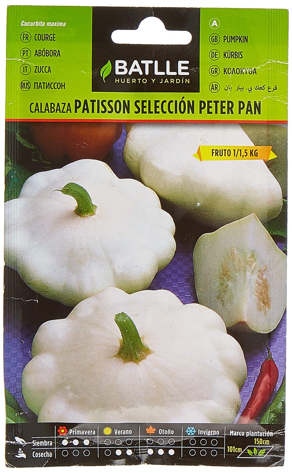 Semences horticoles de Batlle Citrouille Pâtisson blanc Peter Pan (6g)
