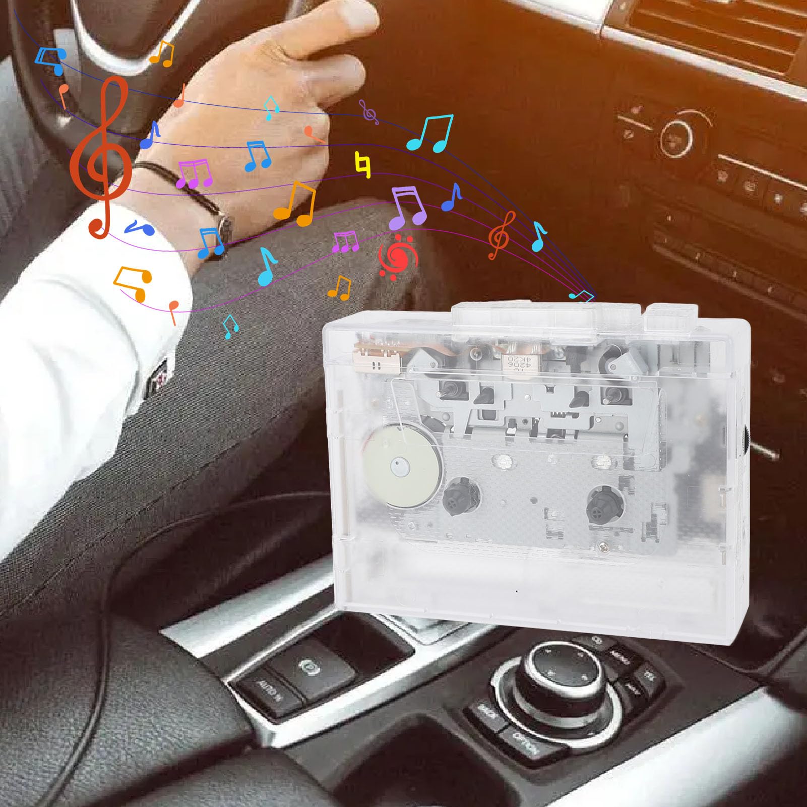 Przenośny Odtwarzacz Kasetowy z Radiem FM Bluetooth, Konwerterem Kasety USB na MP3, Magnetofonem z Gniazdem Słuchawkowym, Przezroczysta Konstrukcja