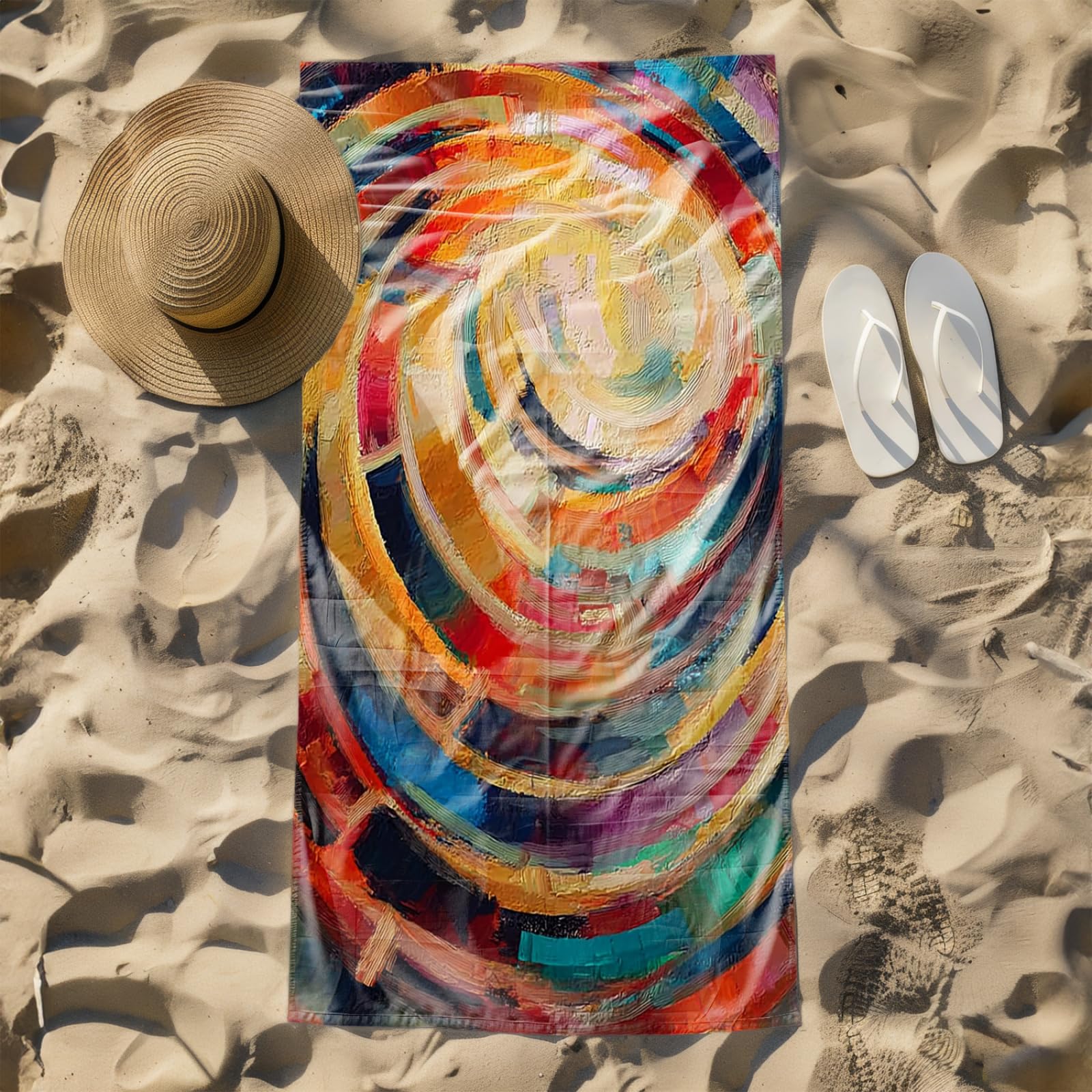 Genérico Toalla Playa 90X180 Amarillo Abstracto Grande Toallas de Playa Microfibra Ligera Secado Rápido Sin Arena para Mujer Hombre Viajes Vacaciones Natación Camping