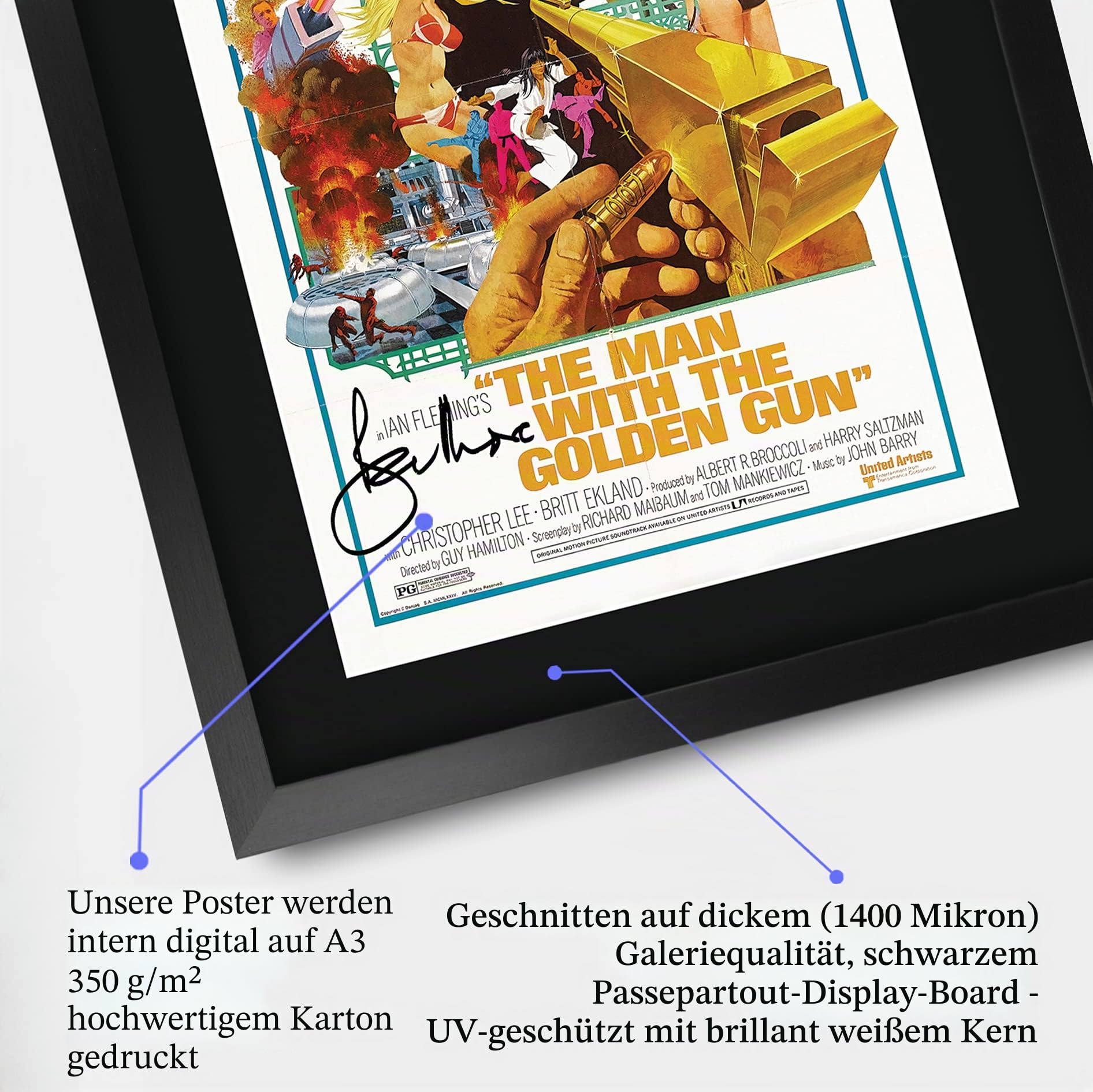 HWC Trading A3 FR James Bond - Der Mann mit dem goldenen Colt Movie Poster Roger Moore Signed Geschenk GESTALTET A3 Printed Autogramm Film Geschenke drucken Fotobildanzeige