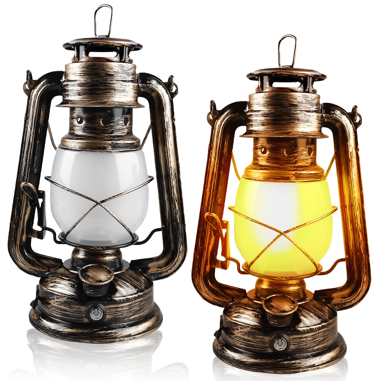 Lot De 2 Lanternes LED Vintage Rechargeables - Effet Flamme Réaliste, 4 Modes, Pour Jardin, Terrasse, Balcon