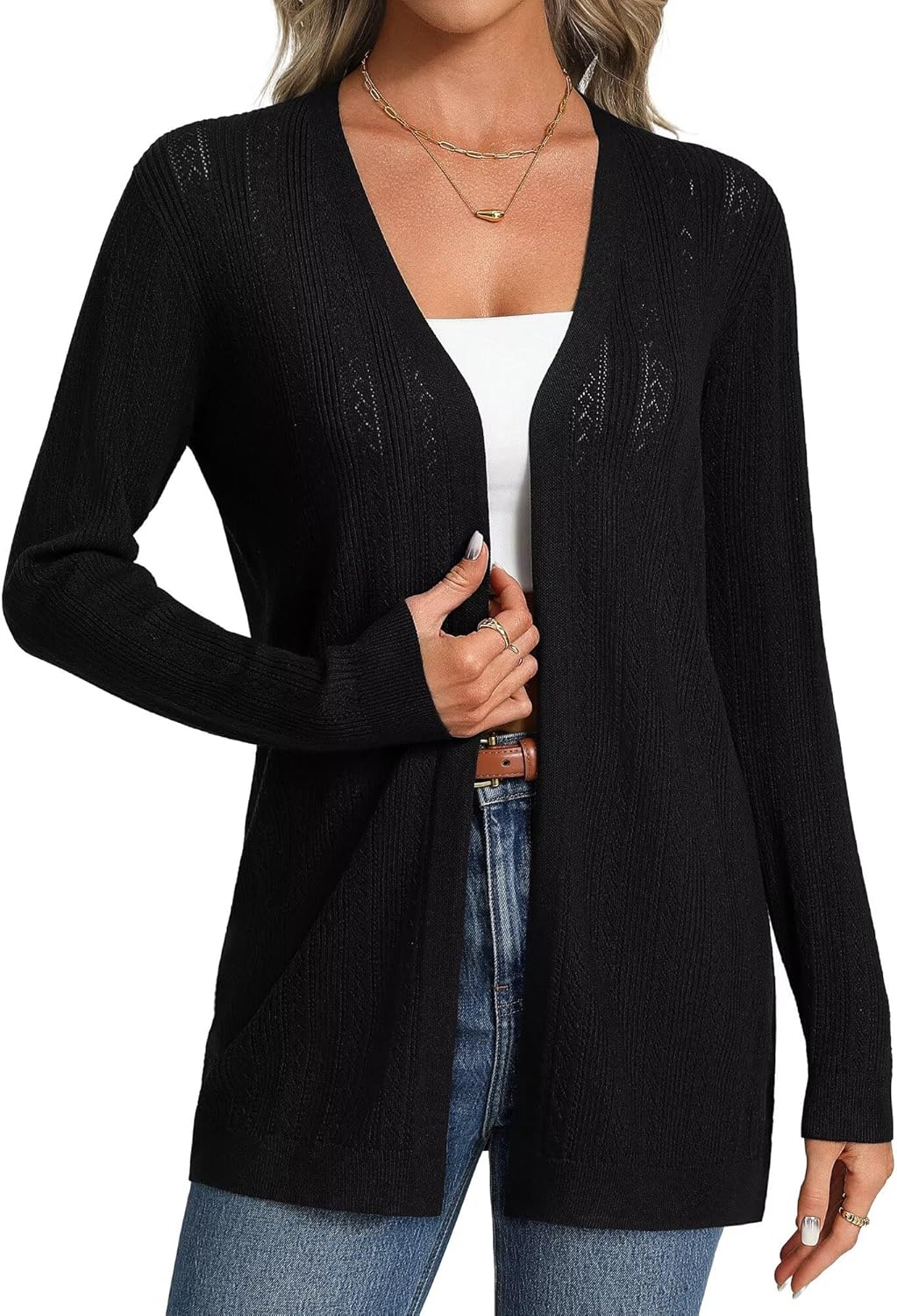 GRACE KARIN Long Cardigans for Women Lightweight, Open Front Cardigan Trendy 2026, Crochet Casual Spring Vacation Outfits