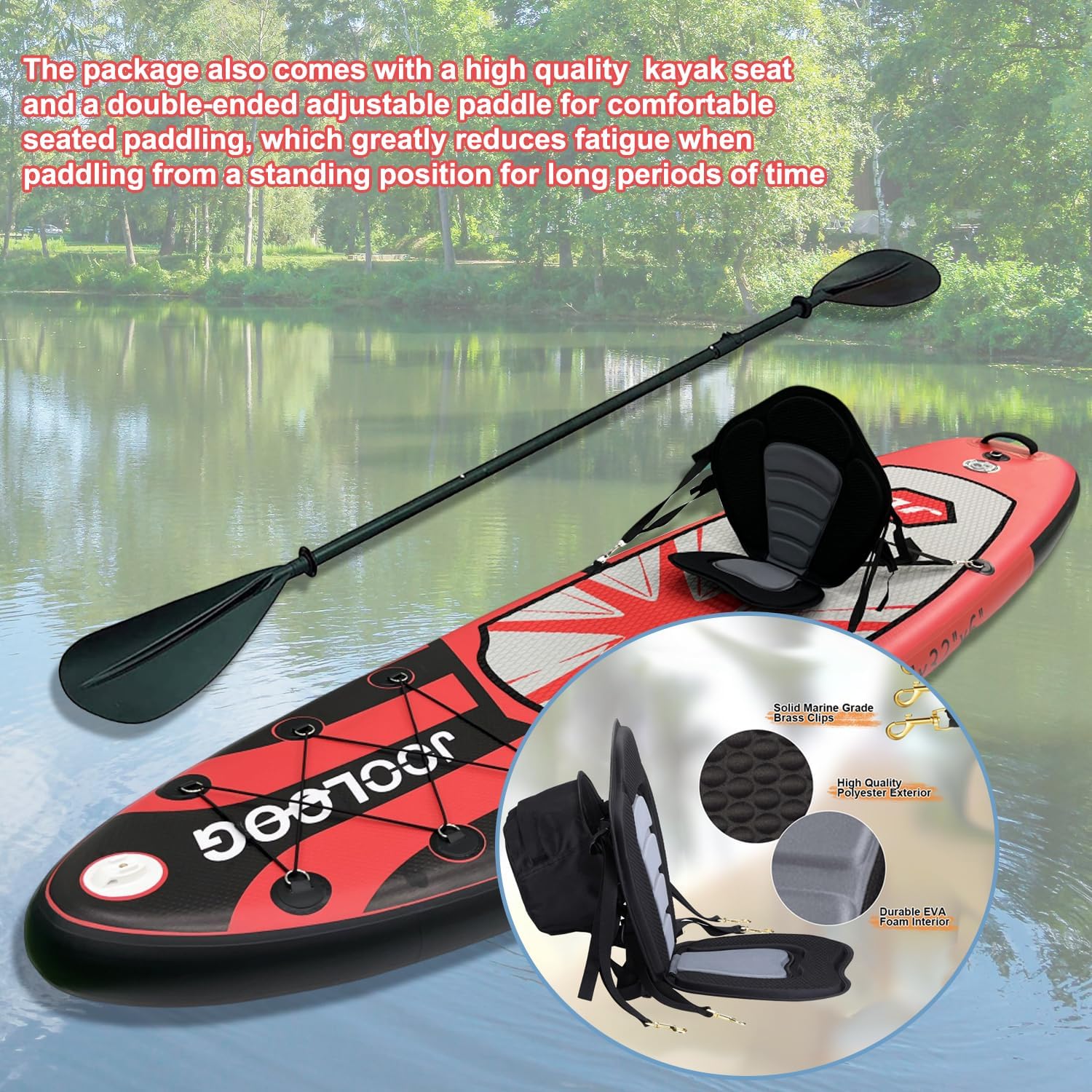 Inflatable Stand Up Paddle Board for Adults Youth, 2-in-1 with Kayak Conversion Kit, Non-Slip Deck & SUP Kayak Seat - Wide Stable All-Water Inflatable Standup Paddleboard