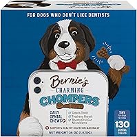 Vista 12 de Bernie's Charming Chompers - Masticables dentales diarios para perros de 50 a 100 libras. - 12 unidades - Limpia los dientes, refresca el aliento +