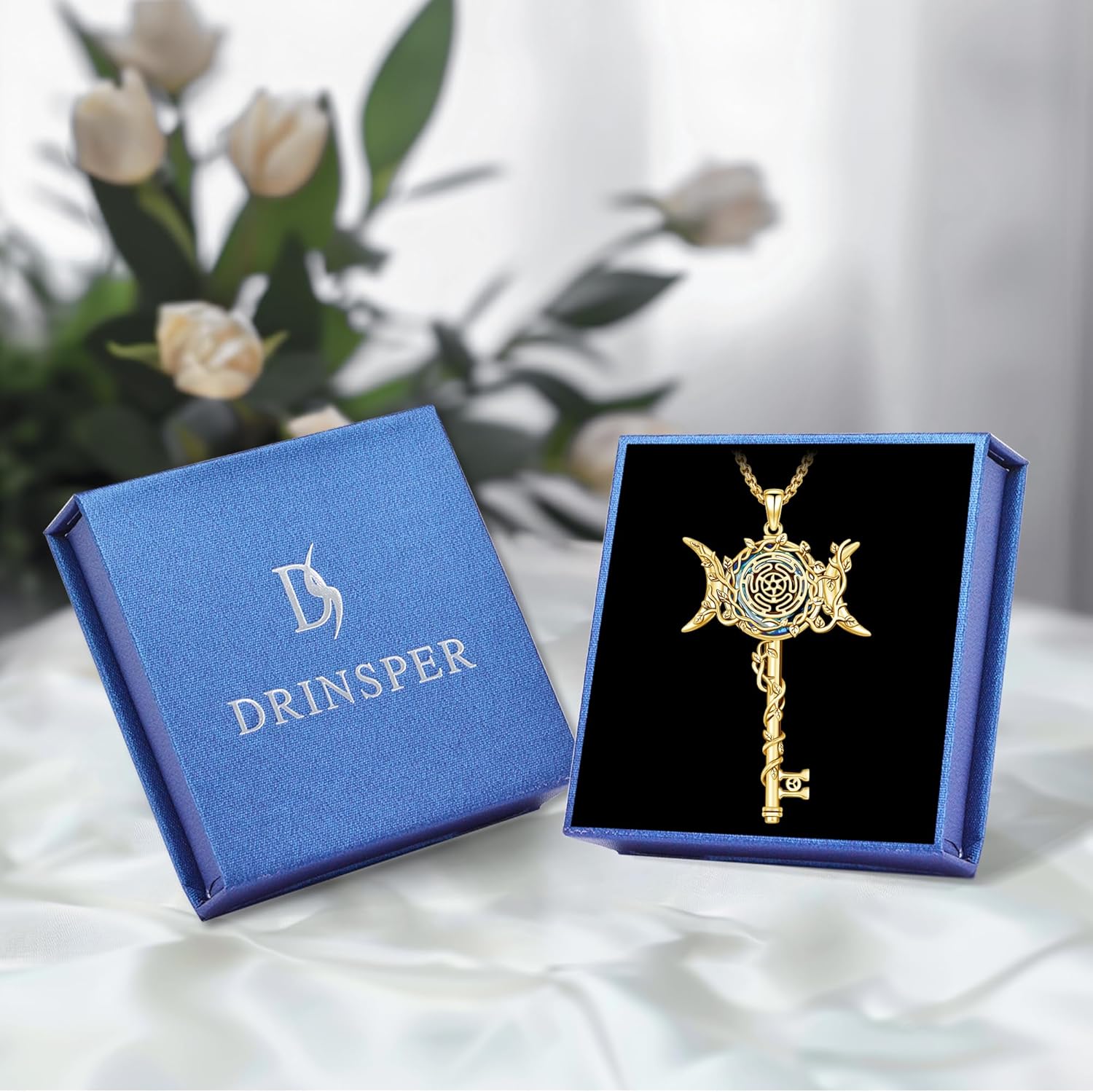 Hecate Key Necklace Hekate Triple Moon Goddess Pentagram Wheel Key Pendant 925 Sterling Silver Hecate Wiccan Pagan Magic Witchcraft Tetragrammaton Amulet Jewelry Gifts for Women Men - Image 5