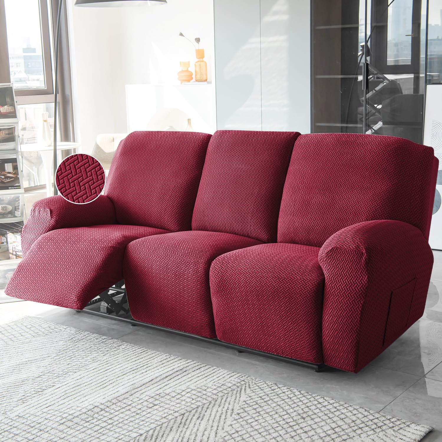 HOKIPO Recliner Cover - 3 Seater Grey -18