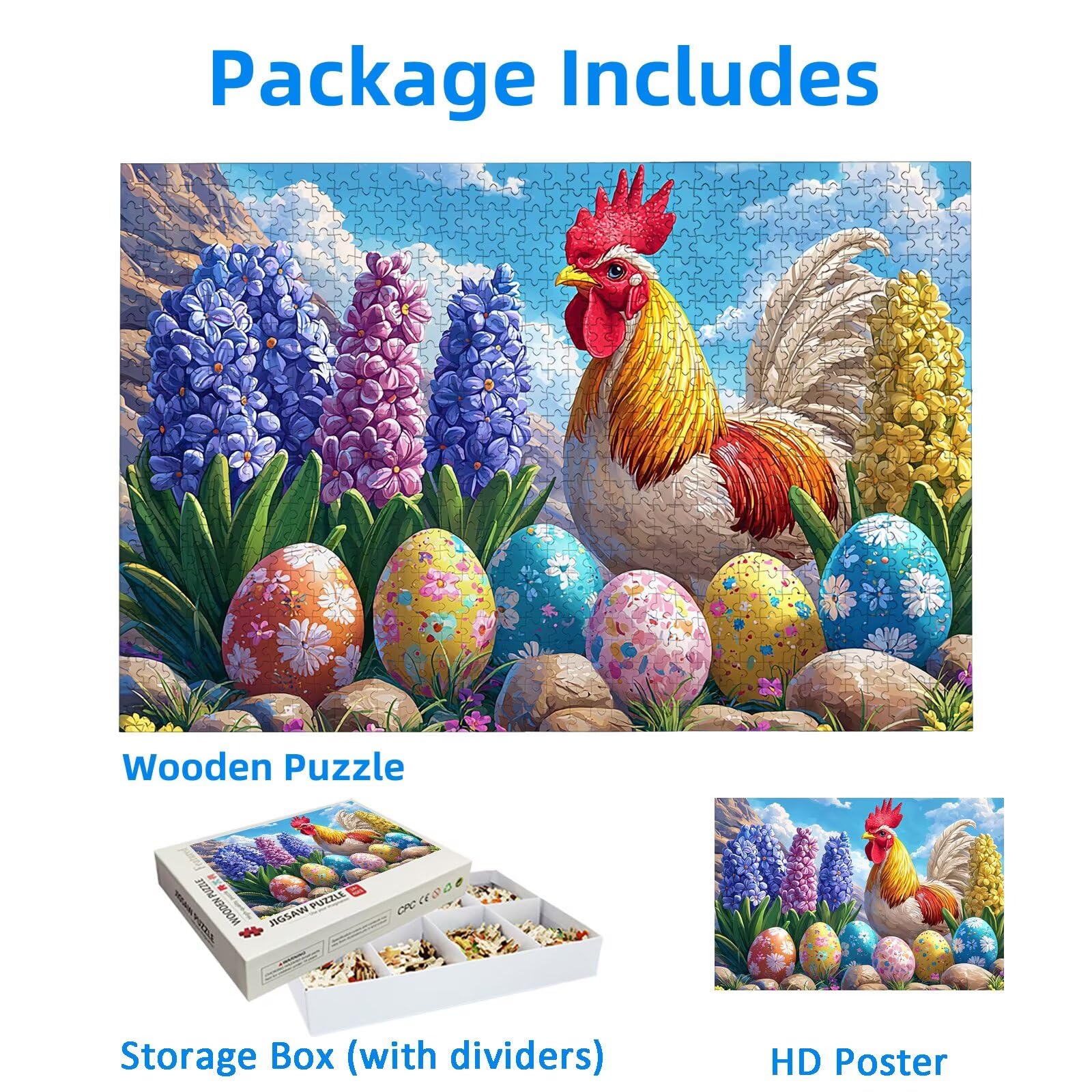 Puzzle 1500 Piezas, Puzzle Pollo con Caja para Adultos, DIY Animal Rompecabezas Madera para Adultos, 1500 Piezas Rompecabezas Desafiante, para Decoracion Hogar, Regalo Mujer, Regalo Hombres, -2710