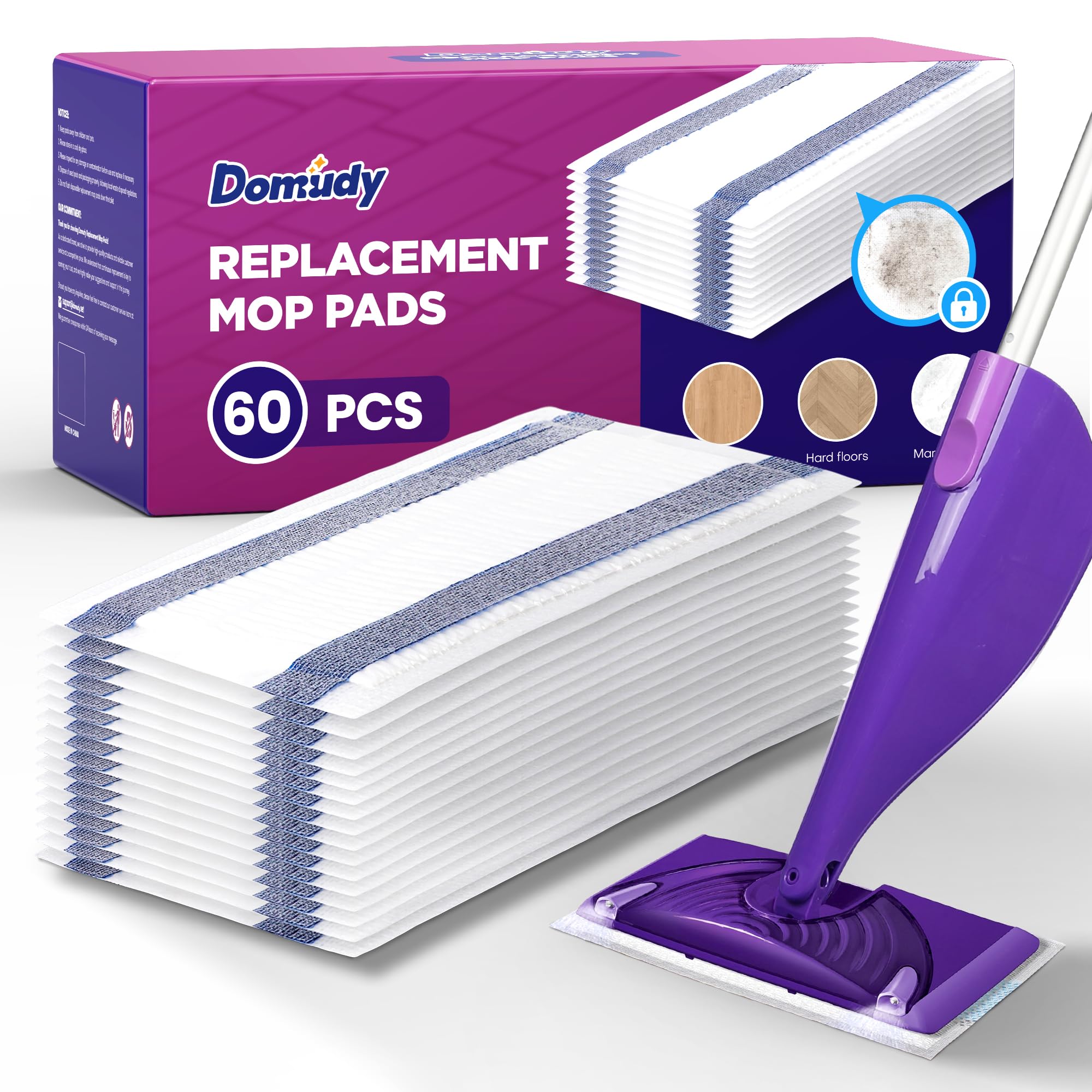 Photo 1 of 4-Layer Super Absorbent Pad Refills for Swiffer Wet Jet Mop, Heavy Duty & No-Shedding Mopping Pads Refill, Disposable Streak-Free Cleaning for All Sealed Floors 60 Pack