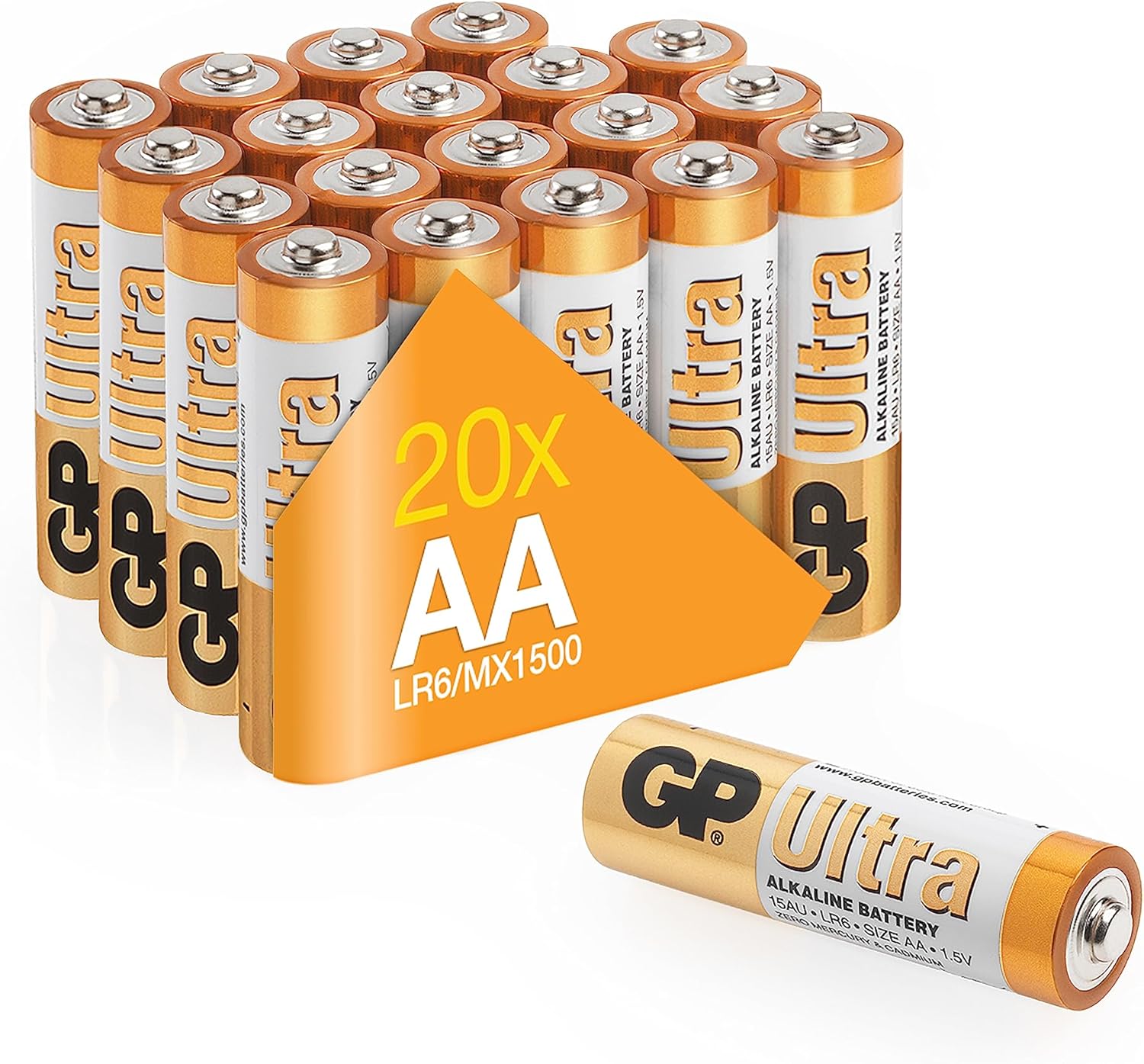 GP Batteries AA batteries AA pack of 20 Ultra Alkaline disposable
