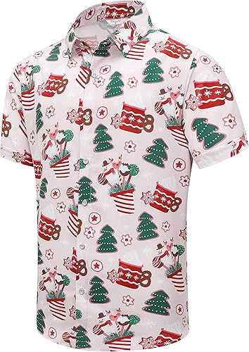 Miniatura 51 de SheLucki - Camisa hawaiana para hombre, unisex, de manga corta, con botones, para la playa y el verano, ropa casual estampada con sombra de palmas