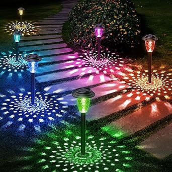 KOOPER 10 Pack Solar Pathway Lights Outdoor Waterproof, Color Changing+Warm White Solar Outdoor Lights, Bright Solar Landscape Path Lights, Outdoor Solar Garden Lights for Outside Yard Lawn Decor