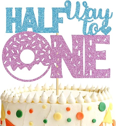 Decoración de pastel de medio camino a uno, tema de rosquilla, decoración de pastel de cumpleaños de bebé, suministros de decoración de fiesta de