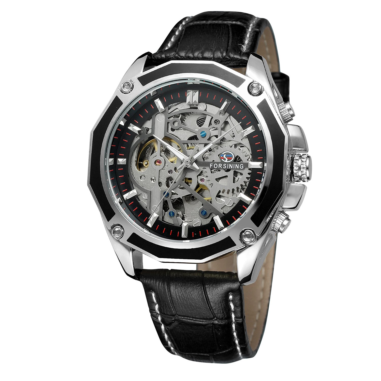 FORSINING Leather Mens Analog Skeleton Hand Wind Mechanical Watch - Green (B0761NKWLD) Amazon Price History, Amazon Price Tracker