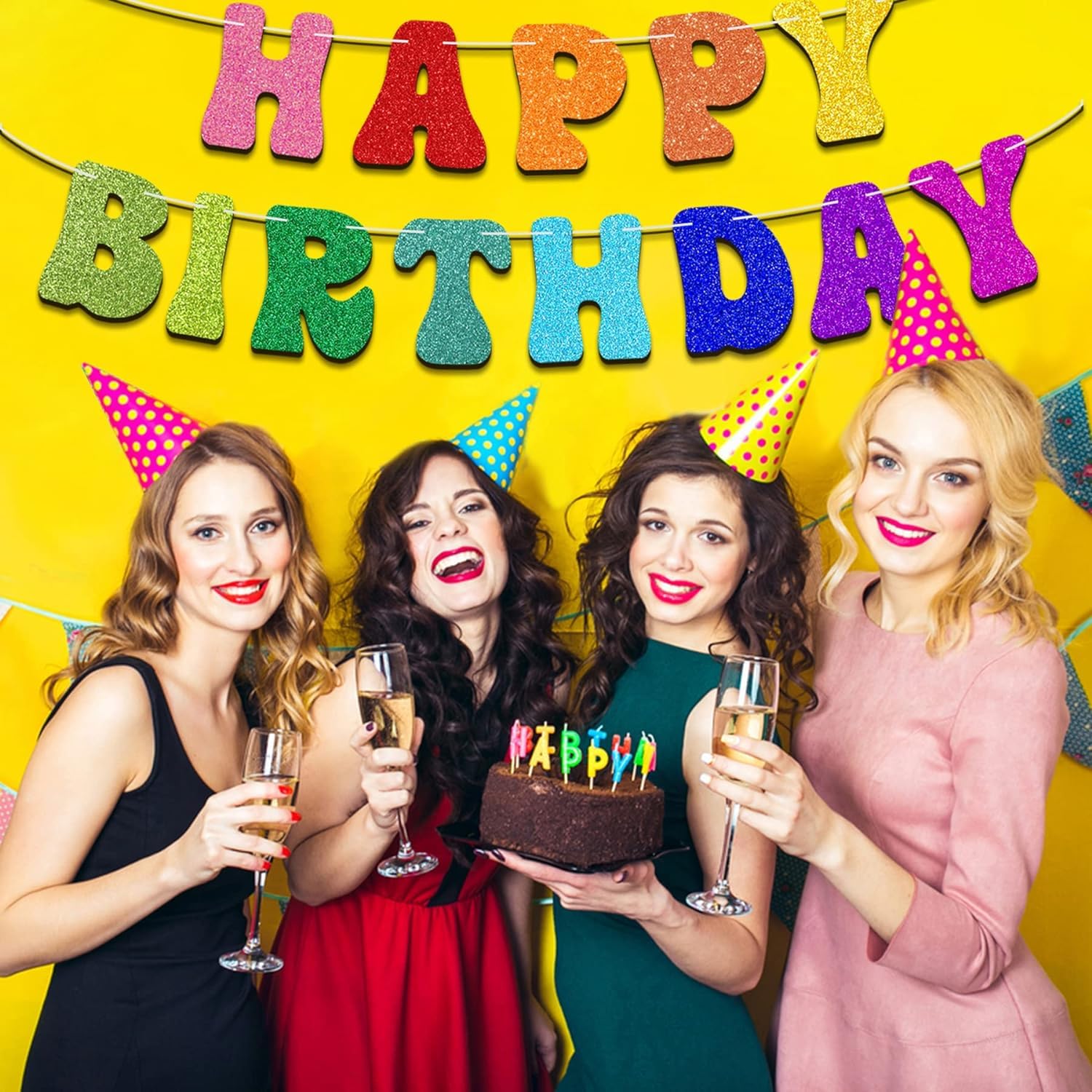 13ft Waterproof LED Happy Birthday Banner – Pre-Assembled Iridescent Letters, Battery Powered, Rainbow Party Decor For Night - View #8