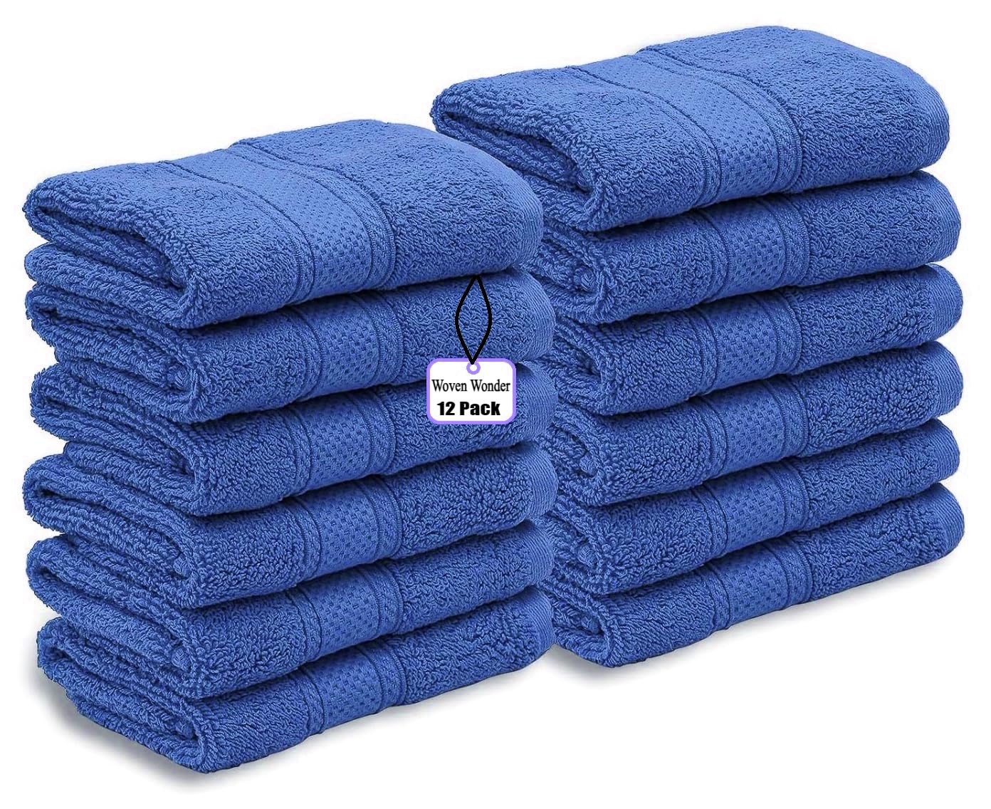WovenWonder 12 X Cotton Face Cloth Towels 100% Egyptian Cotton -500GSM Super Soft Flannels Washcloths (30 x 30 cm) Fingertip Gym Towels Facial Cloths (Blue)