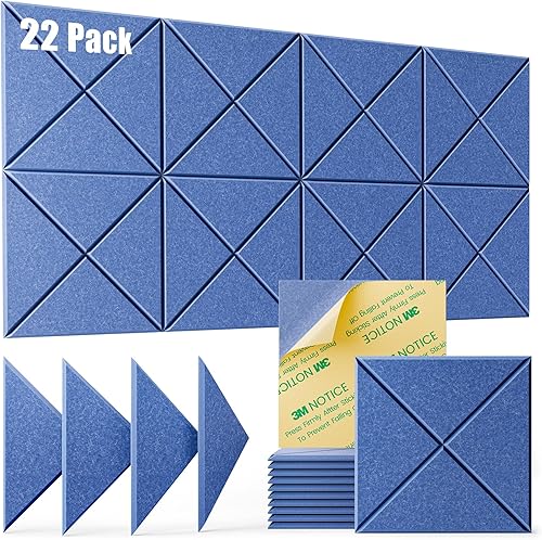 Miniatura 36 de Paquete de 22 paneles acústicos autoadhesivos, 12"X 12"X 0.4" paneles de espuma insonorizante, paneles de pared insonorizados de alta densidad,
