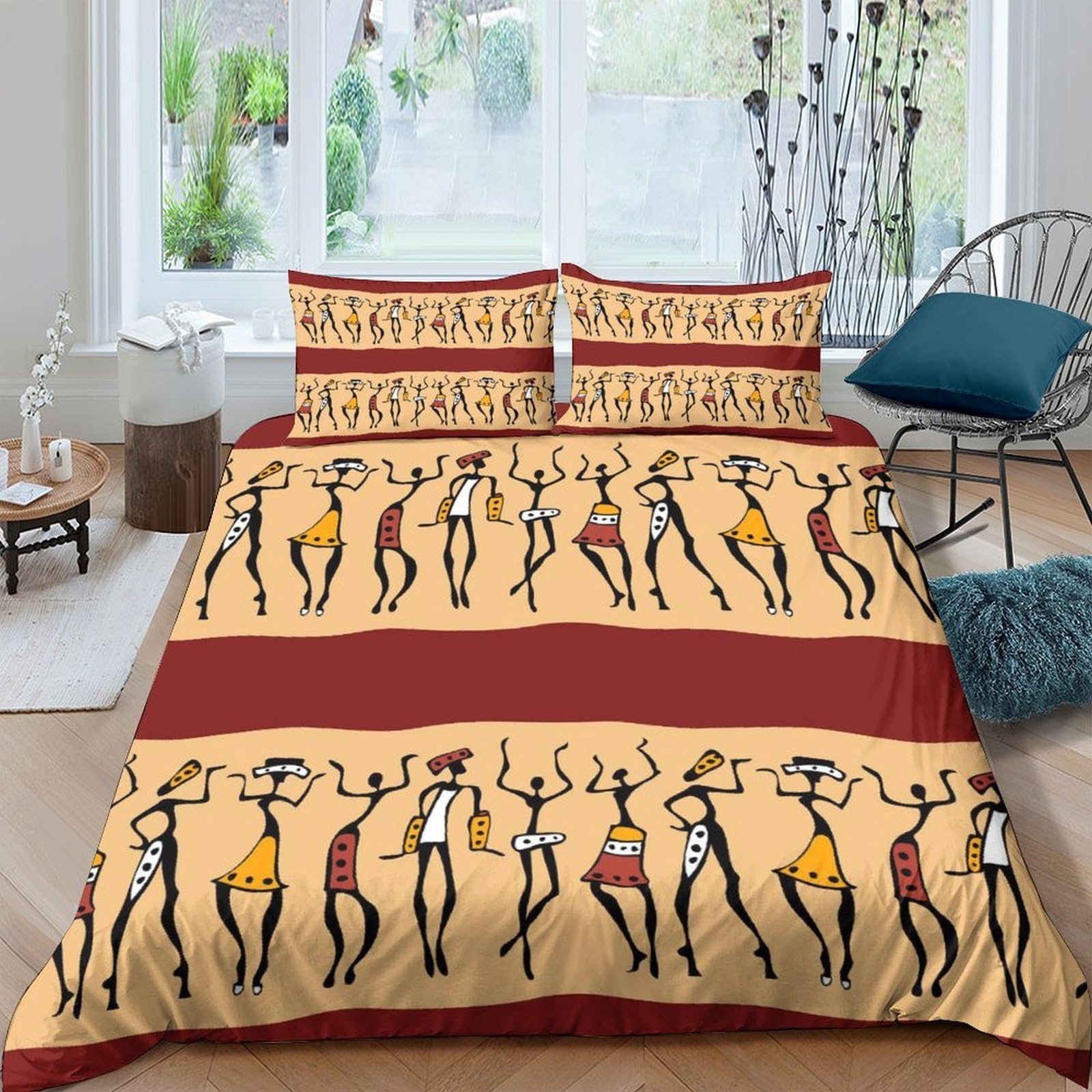 Ctjqhvkz Style-6 3D Printed African Tribal Art Fitted Sheet Microfiber Soft Anti-Slip Mattress Cover For Bedroom Dorm Decor Single（135X200cm）