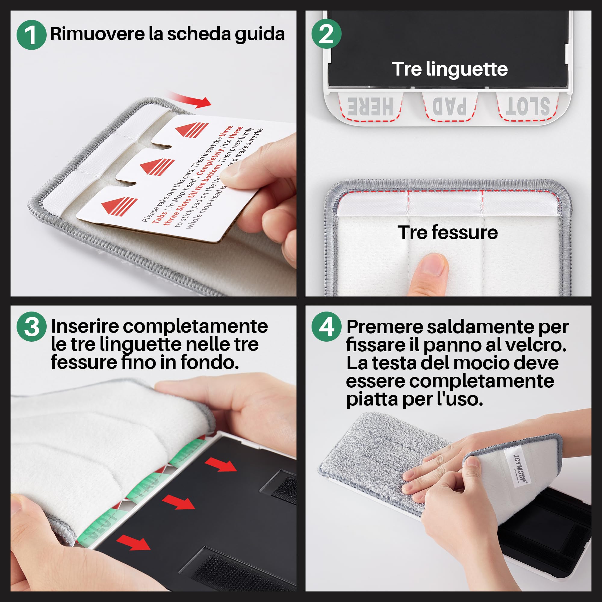 JOYMOOP mocio lavapavimenti e secchio con strizzatore, mocio piatto con 3 panni in microfibra lavabili, uso bagnato e asciutto mop lavapavimenti, sistema di pulizia del pavimenti