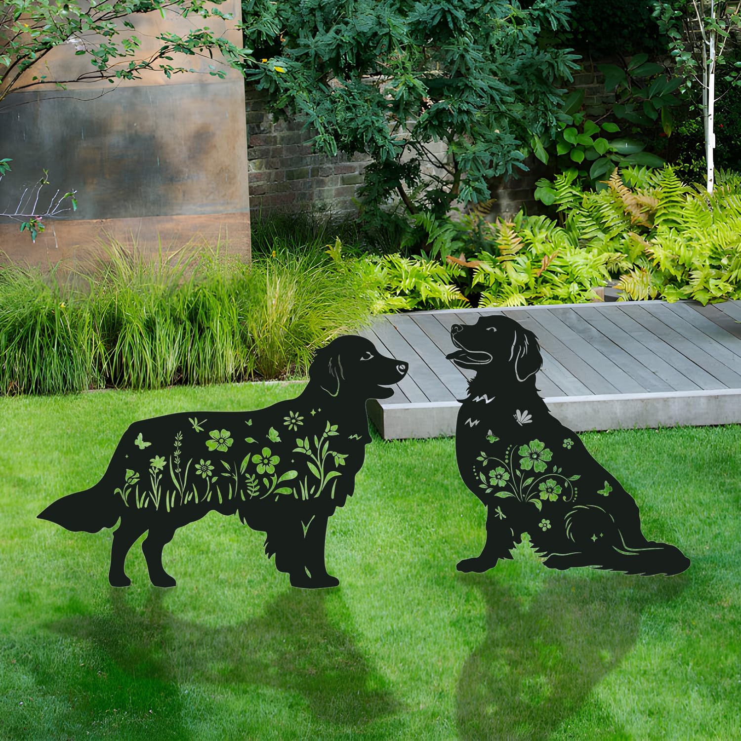Golden Retriever Metal Garden Stakes Yard Decor, 2PCS Black Dog Silhouette Statues Garden Decorative Gifts for Yard Art, Patio, Outside, Lawn Ornaments, Backyard, Christmas - Image 5